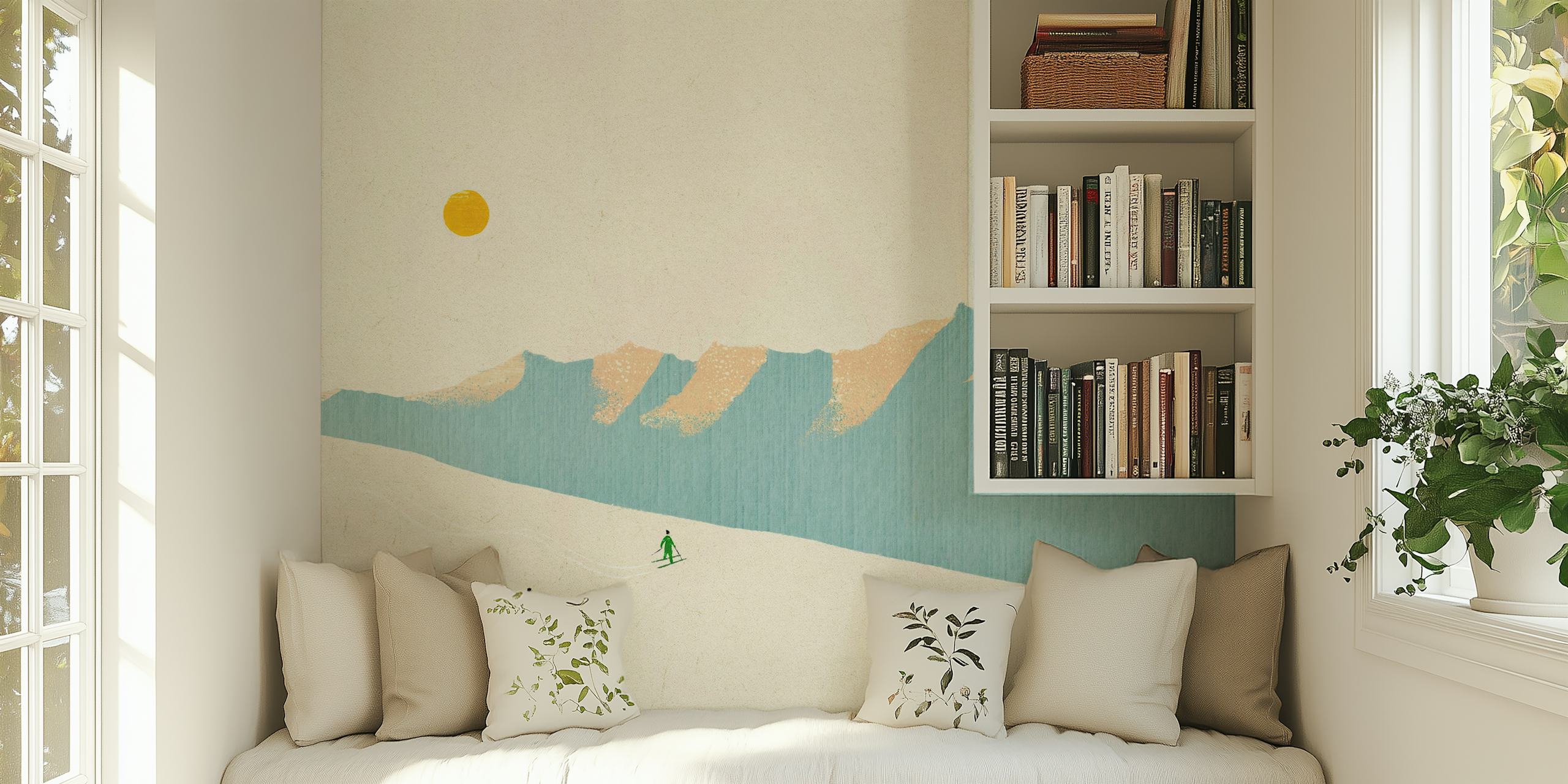 Happy Skiers wallpaper in a room