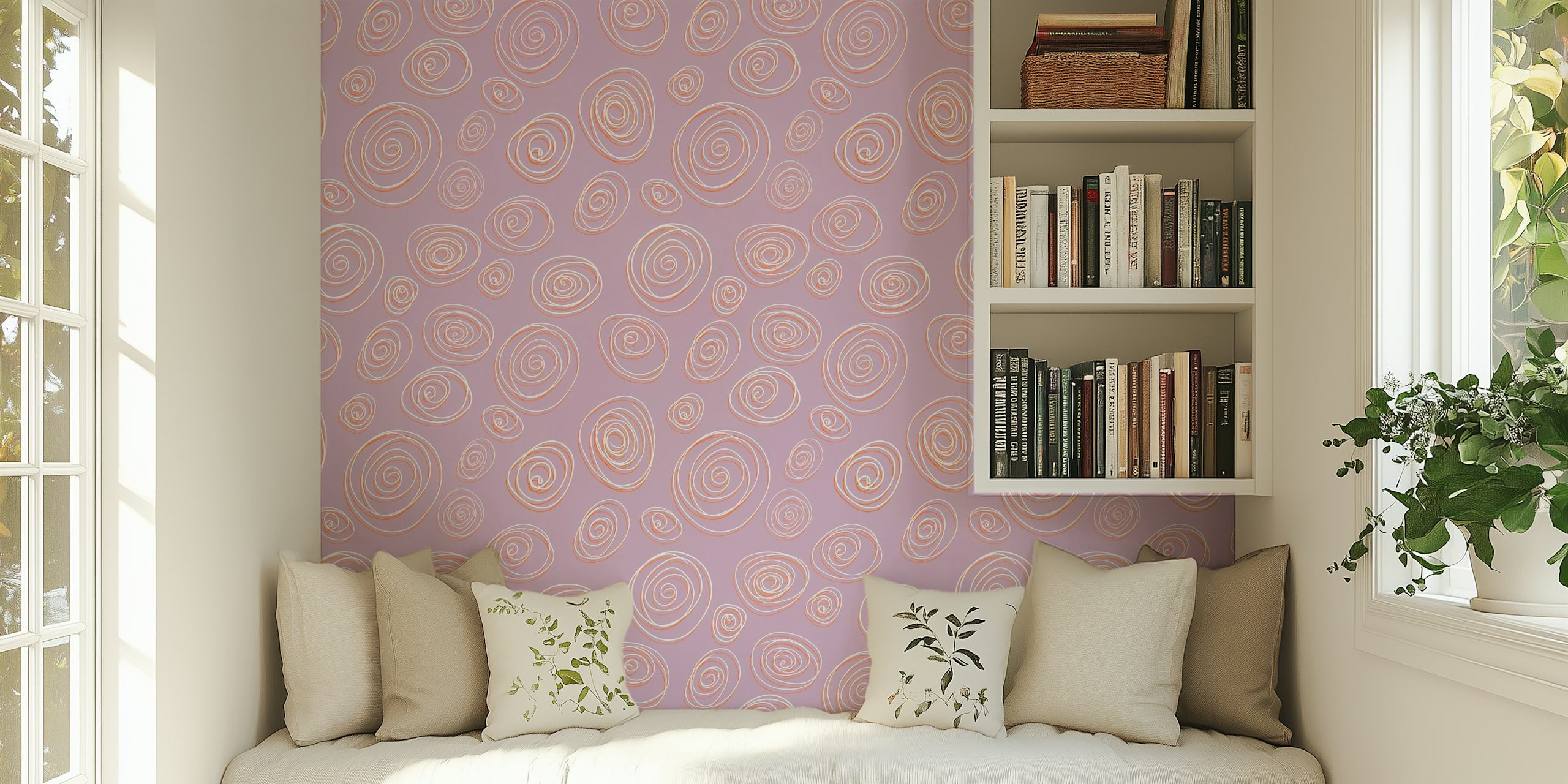Circle Swirls Dusty Pastel Lavender Tapete