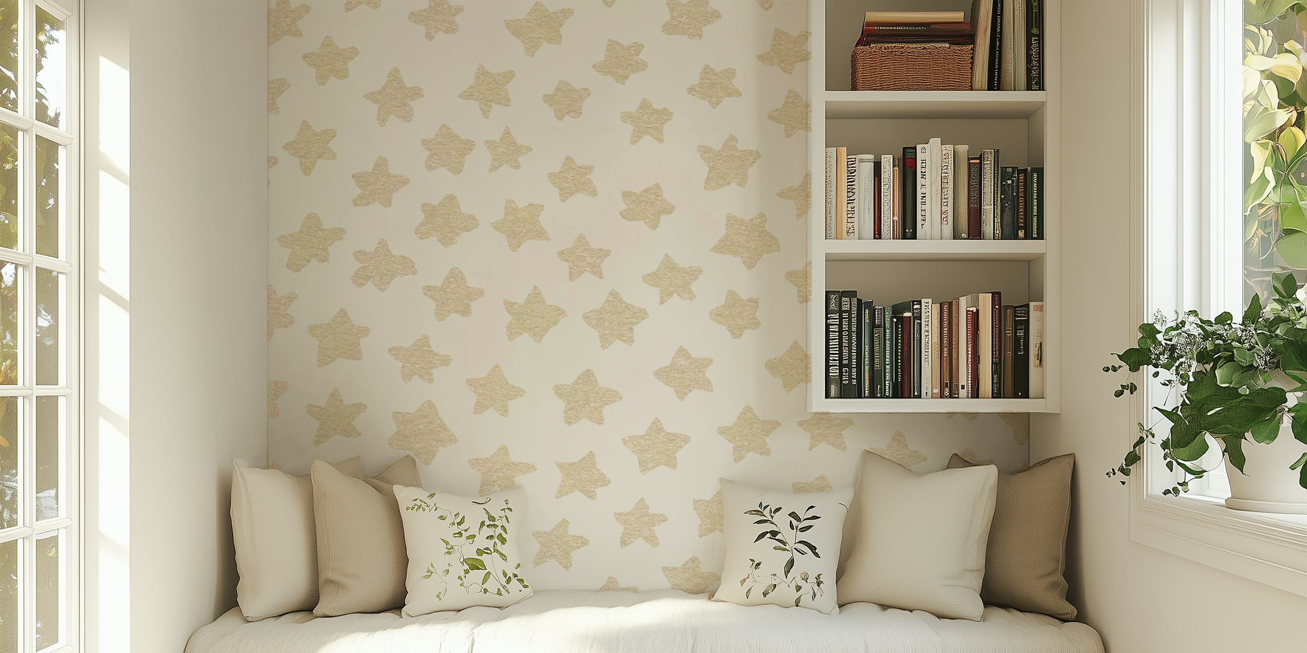 Gold Stars Pattern tapet i ett rum
