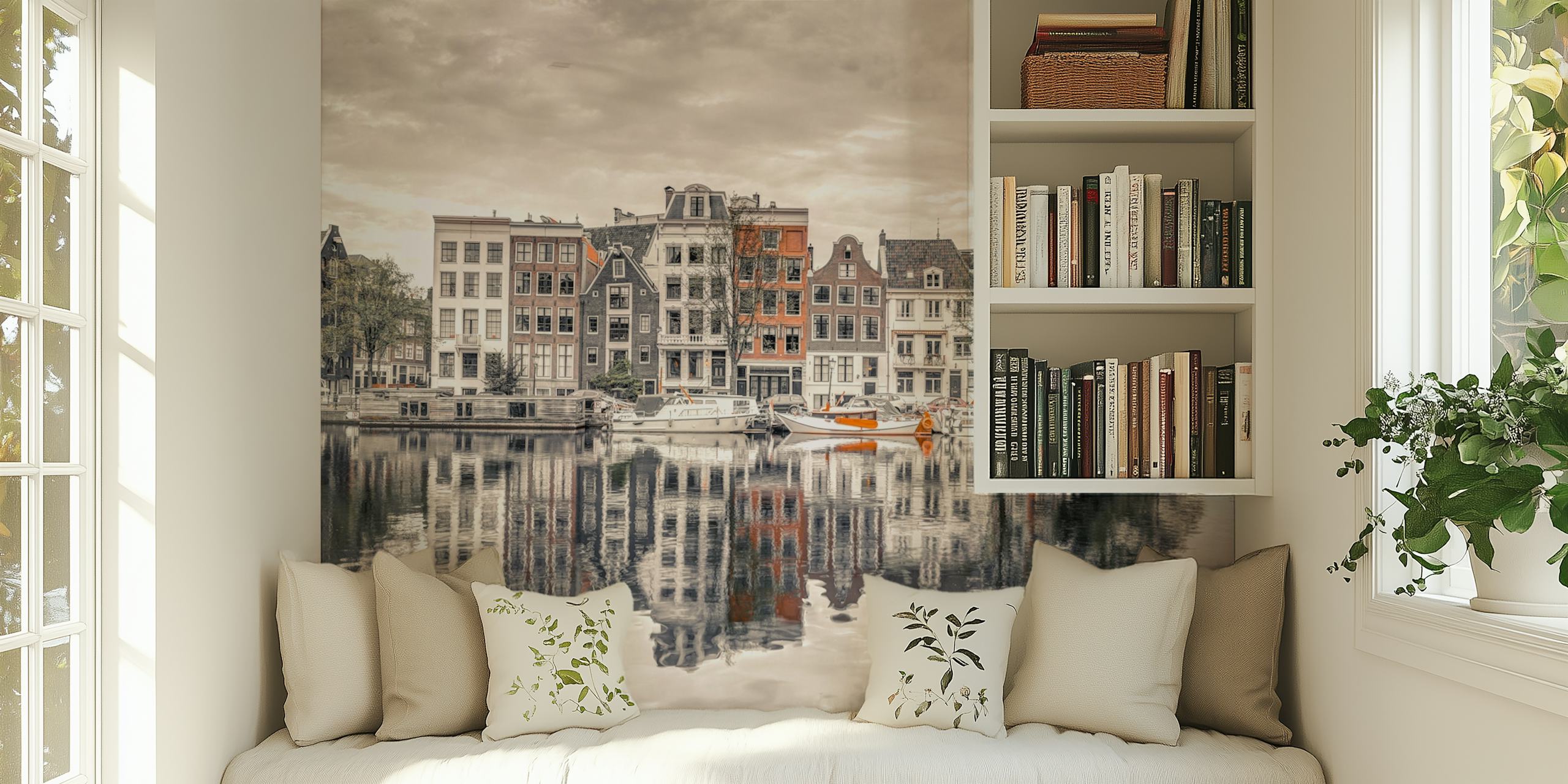 Papel pintado Quaint Riverside Charm en una habitación