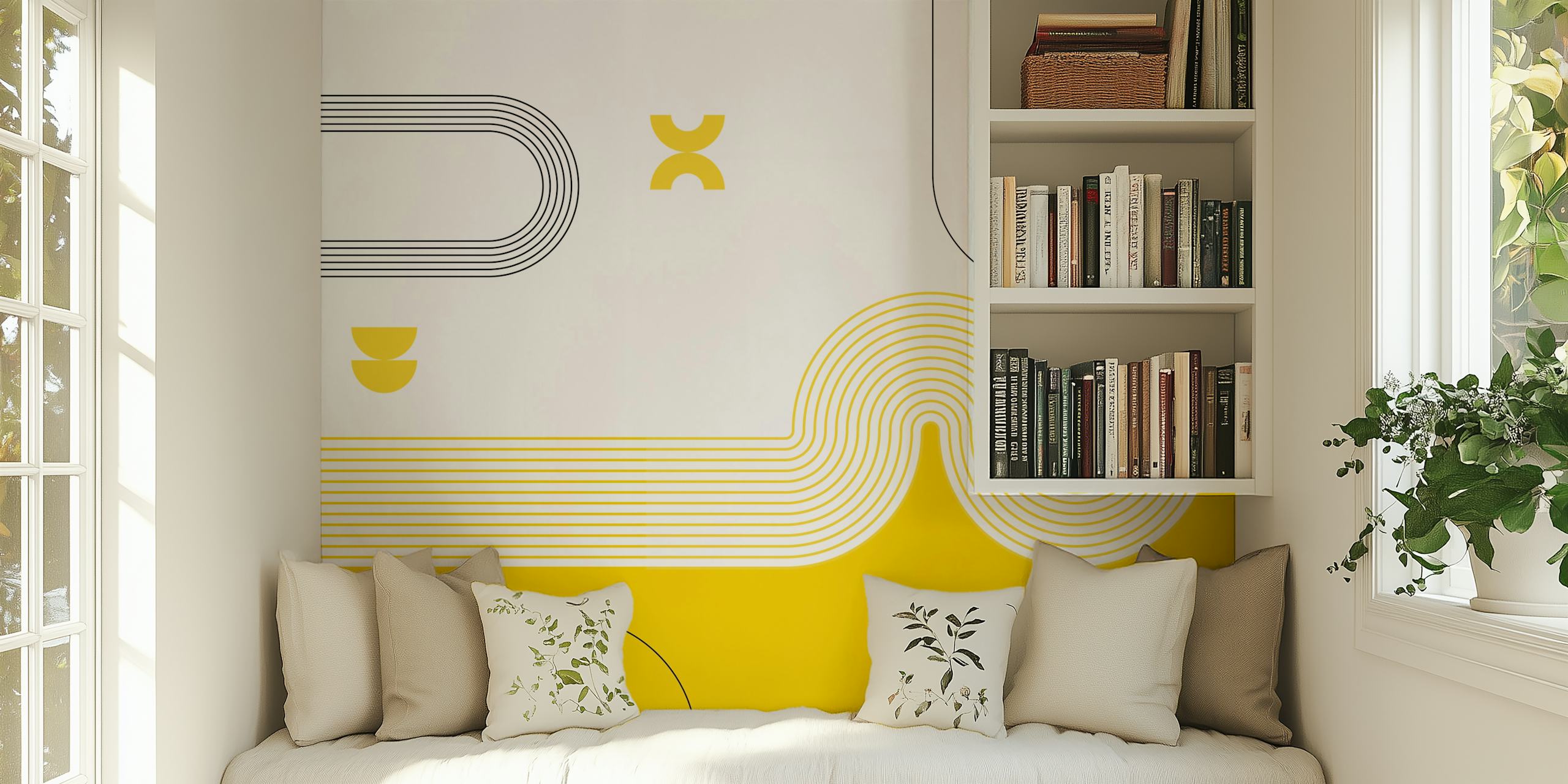 Bold Geometric Wave wallpaper in a room