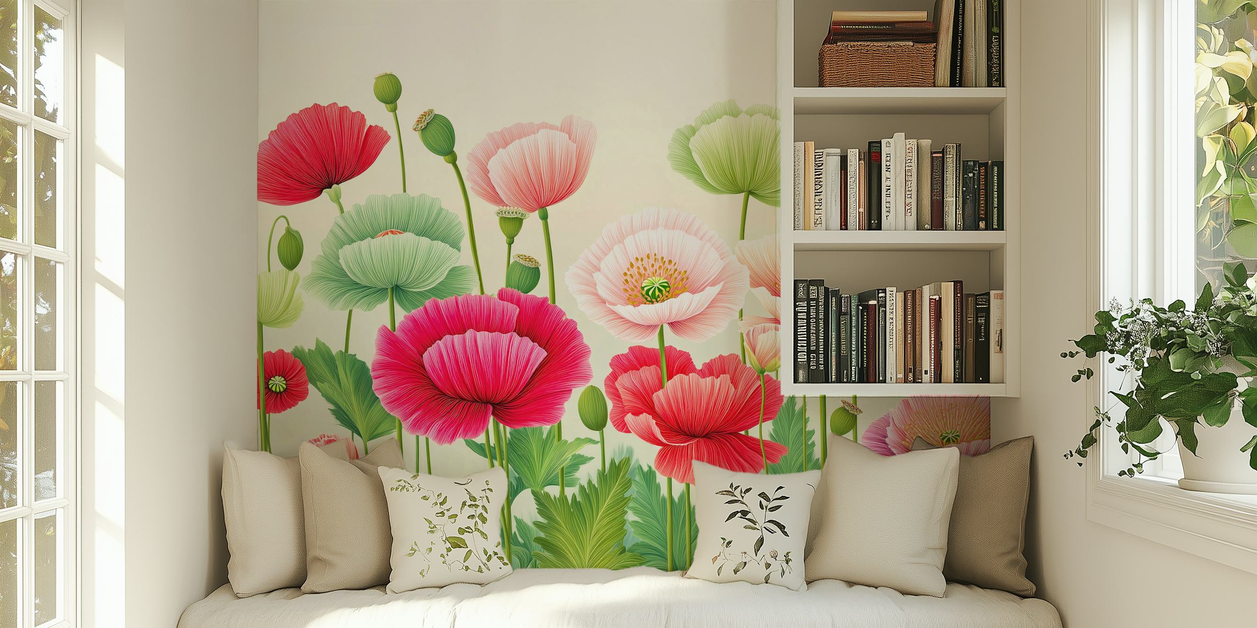 Vibrant Poppies ταπετσαρία σε ένα δωμάτιο