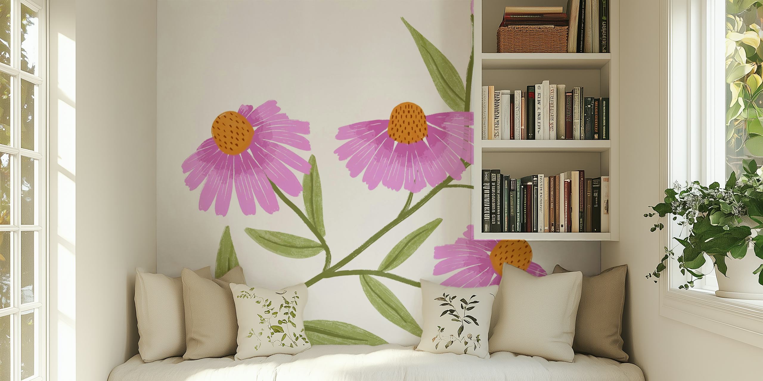 Pink Blooms Delight floral wallpaper design