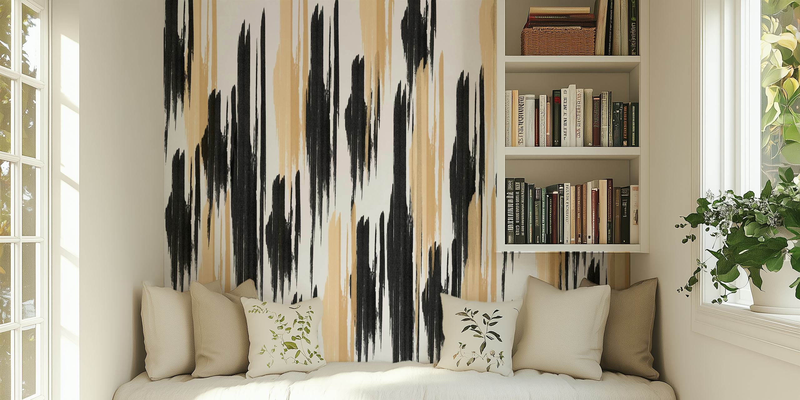Bold Monochrome Streaks wallpaper in a room