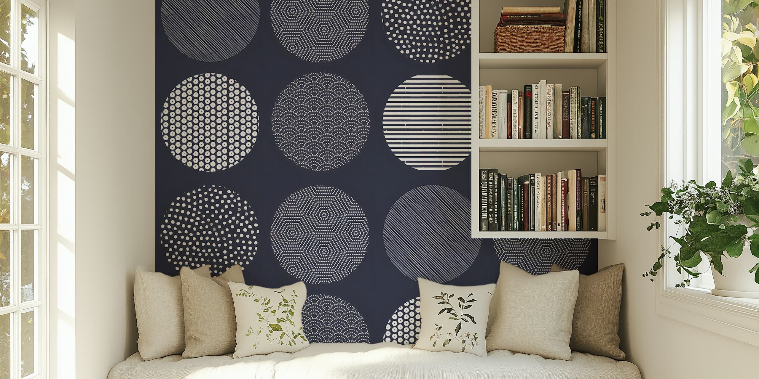 Carta da parati Modern Geometric Circles in una stanza