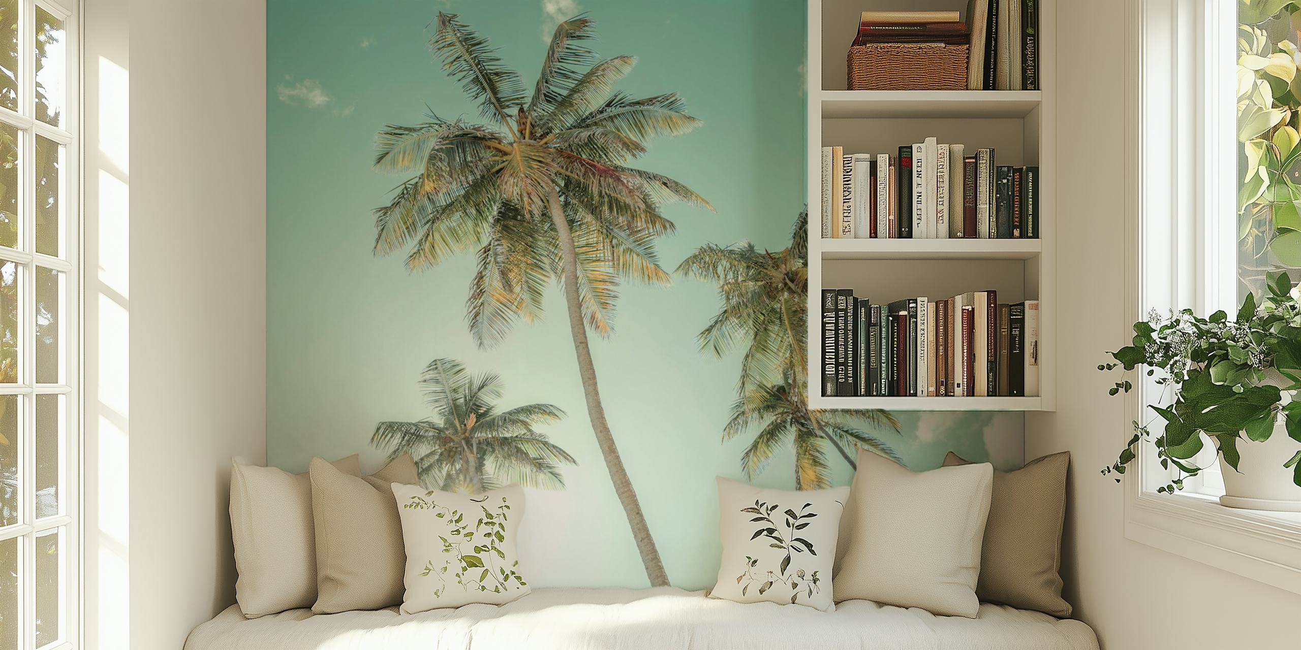 Sunny Sky Palms behang in een kamer
