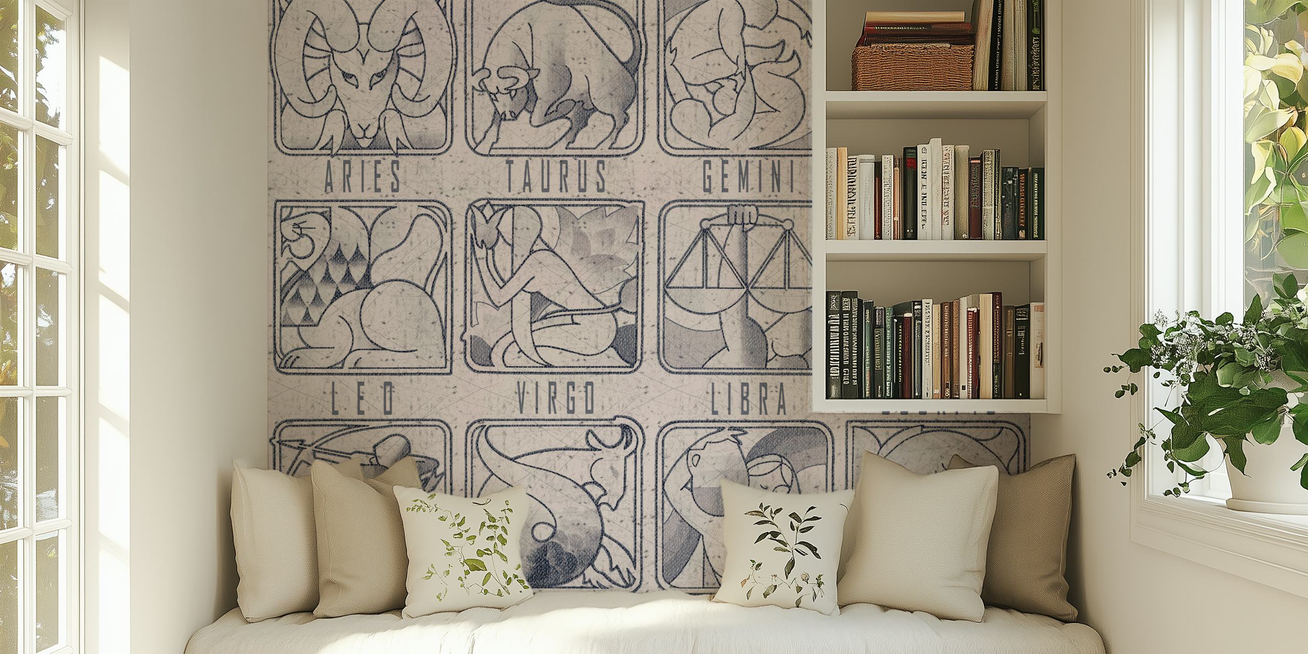 Astrology Chalkboard Art papel de parede em um quarto