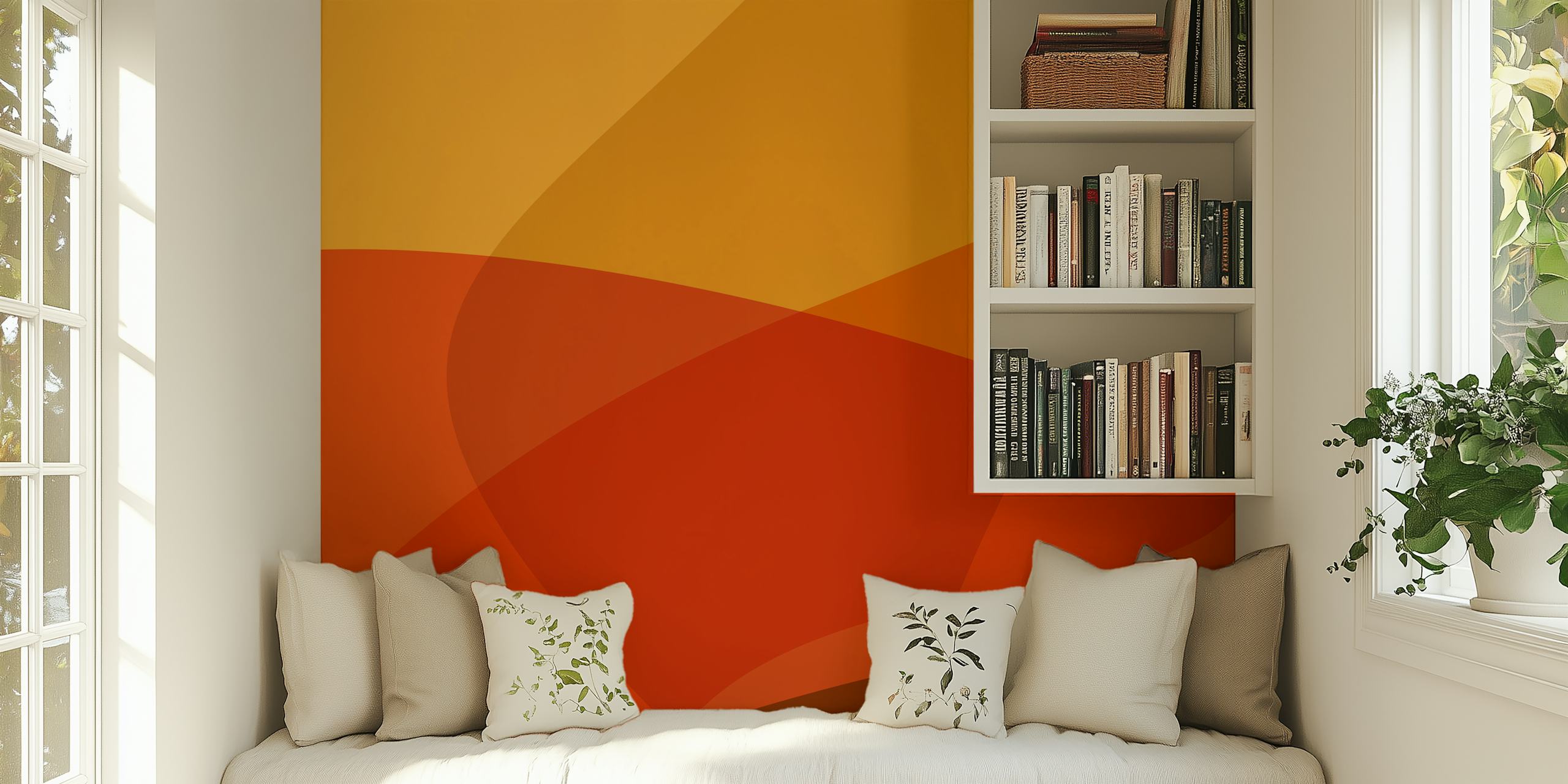 Orange and yellow flowing waves abstract wallpaper