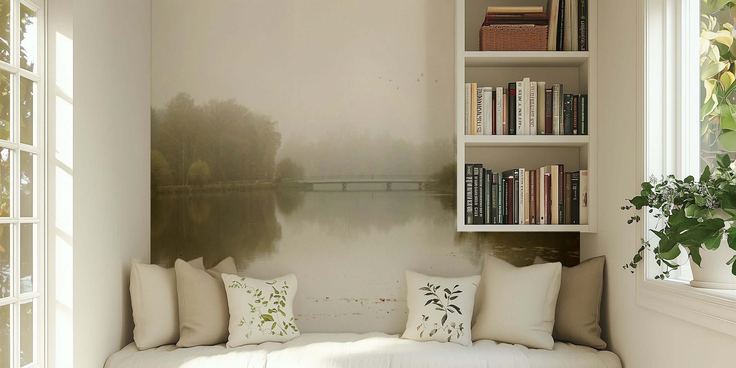 Foggy Autumn Reflection wallpaper in a room
