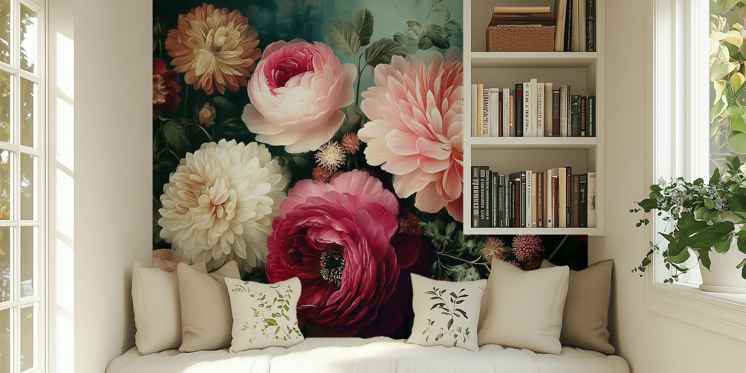 Floral Elegance Bouquet wallpaper in a room