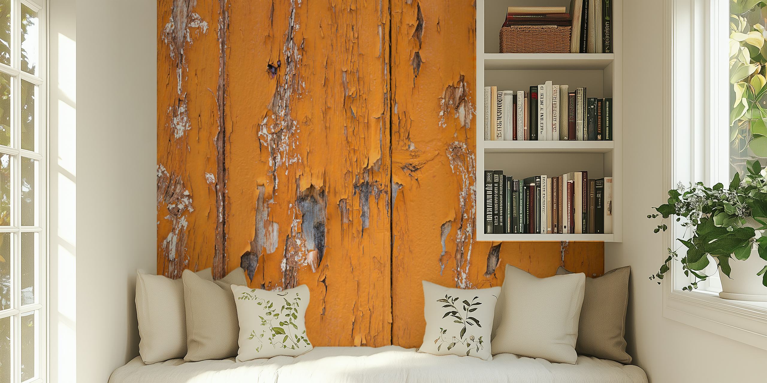 Papier peint Rustic Orange Texture dans une pièce