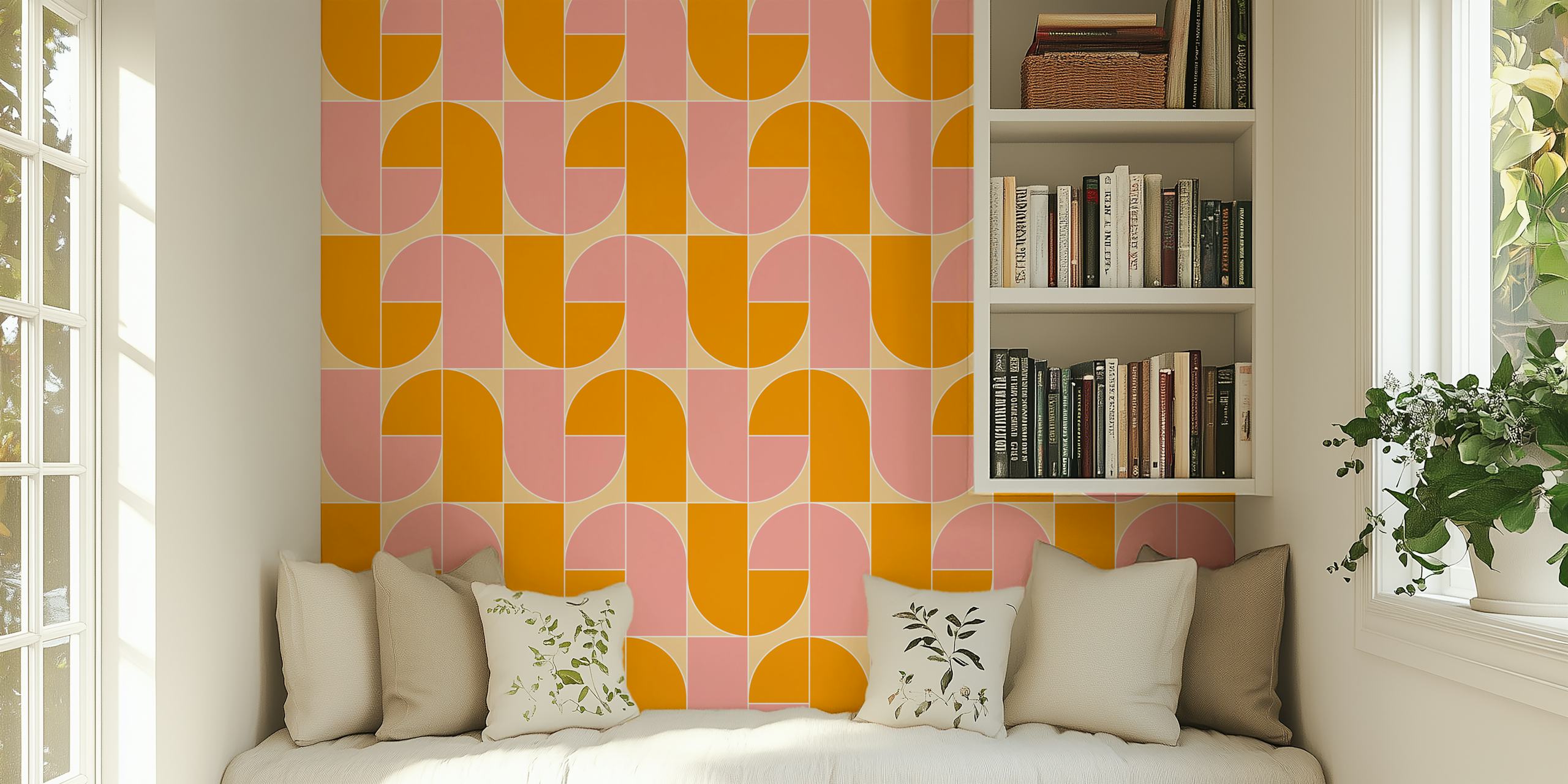 Diseño de papel pintado Abstract Retro Vibes en una habitación