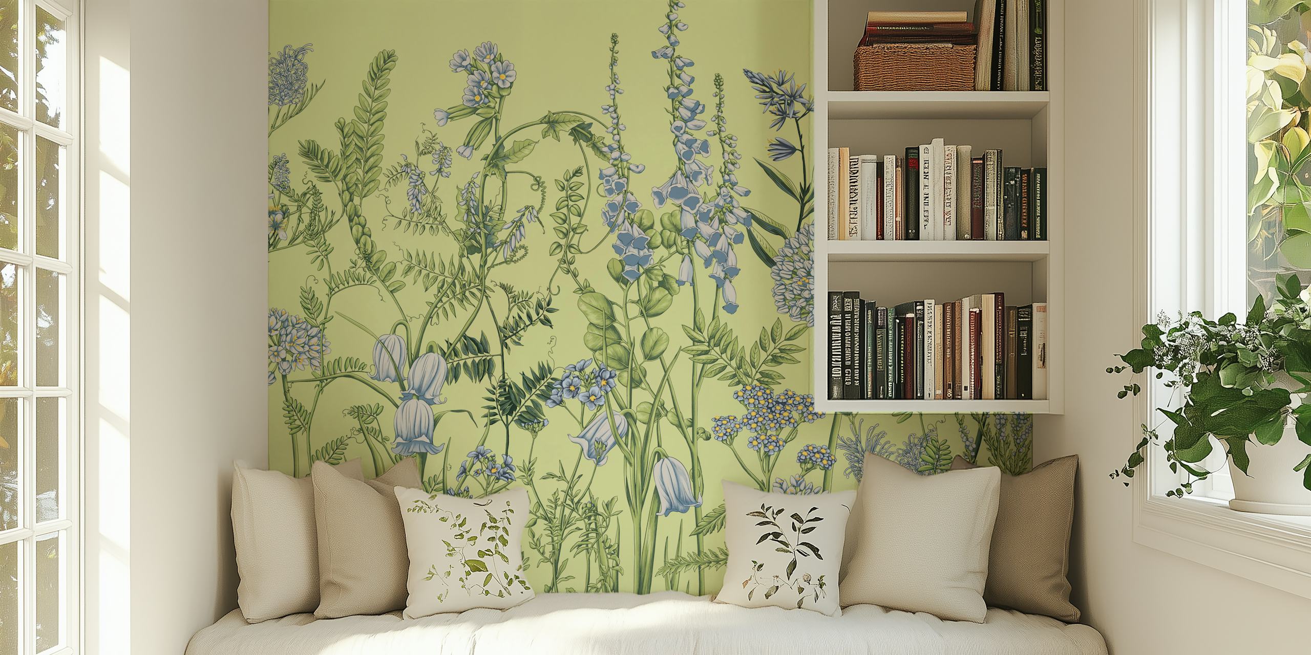 Botany 3 papel de parede floral em um quarto