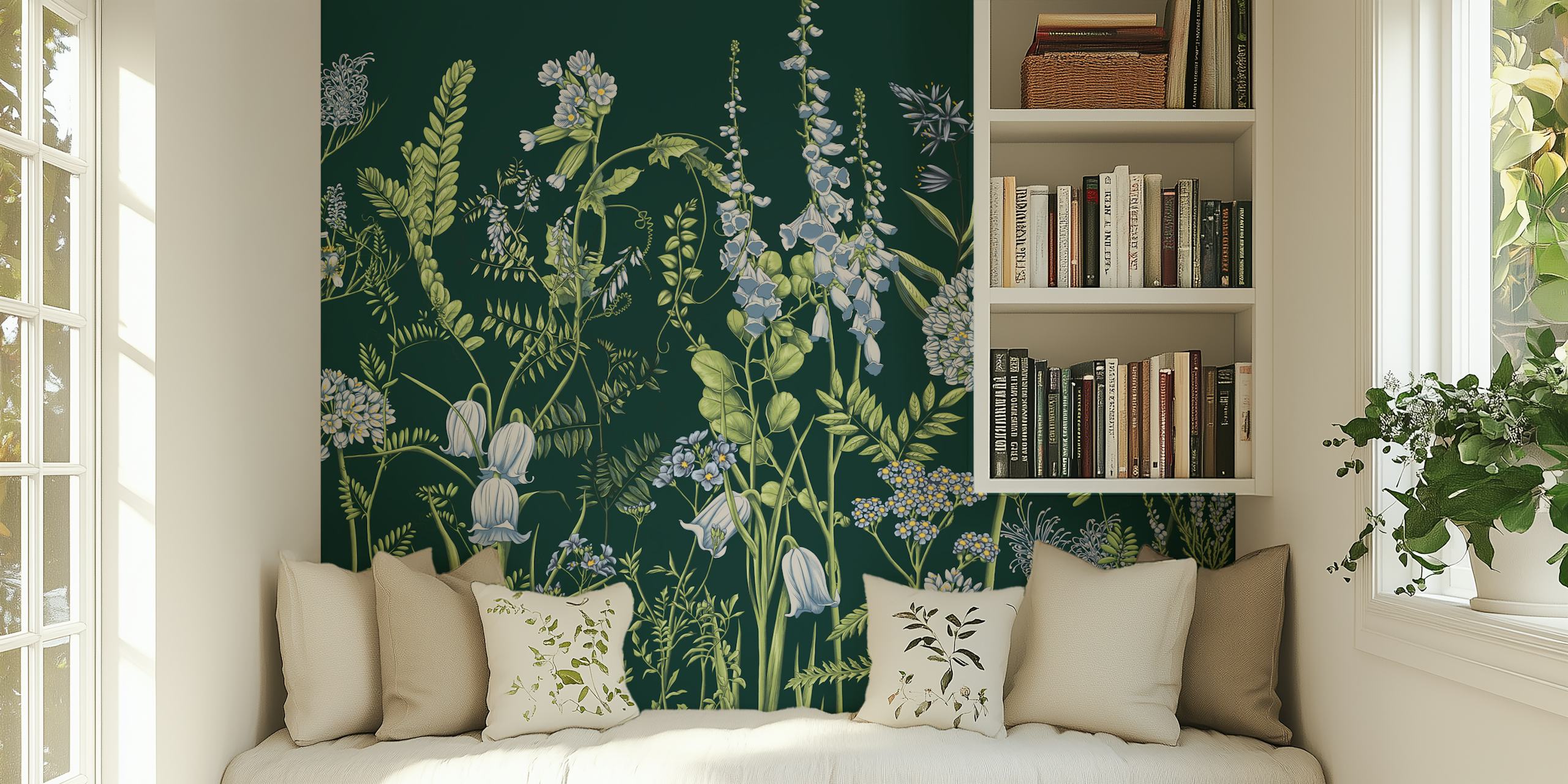Blomster tapetdesign i et rom