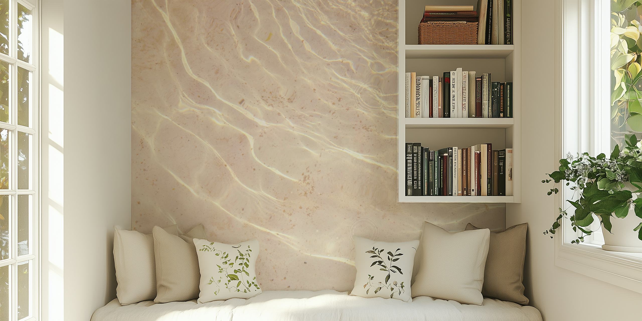 Blush ocean water ripples with soft sandy tones wallpaper