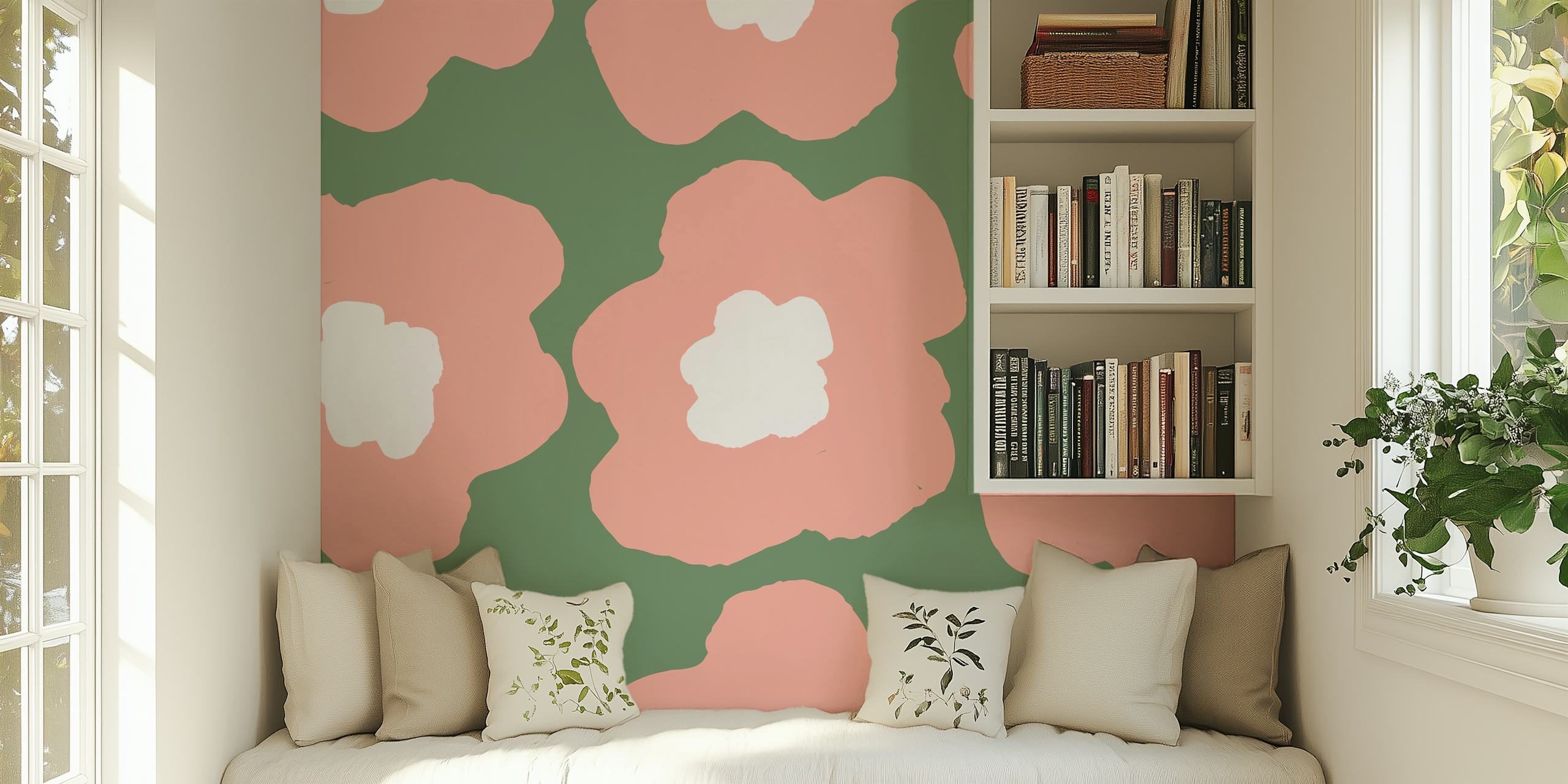 Minimal Retro Flowers Muted tapeta v pokoji