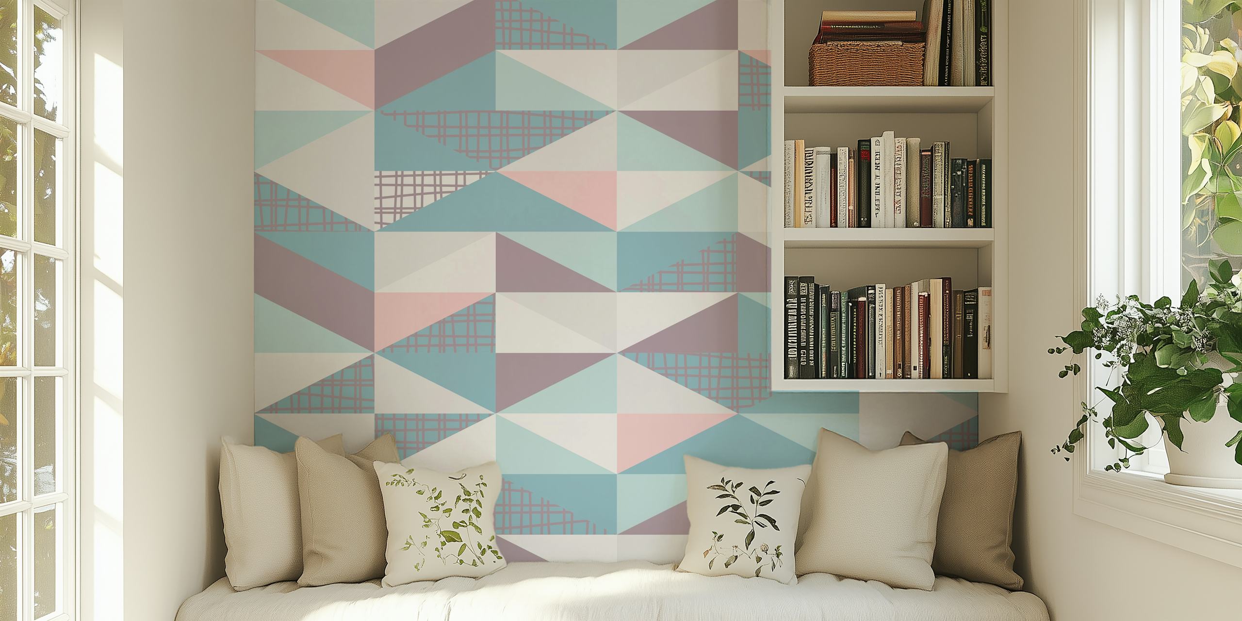 Ταπετσαρία Nordic Triangles 01 εμφανιζόμενη σε ένα δωμάτιο