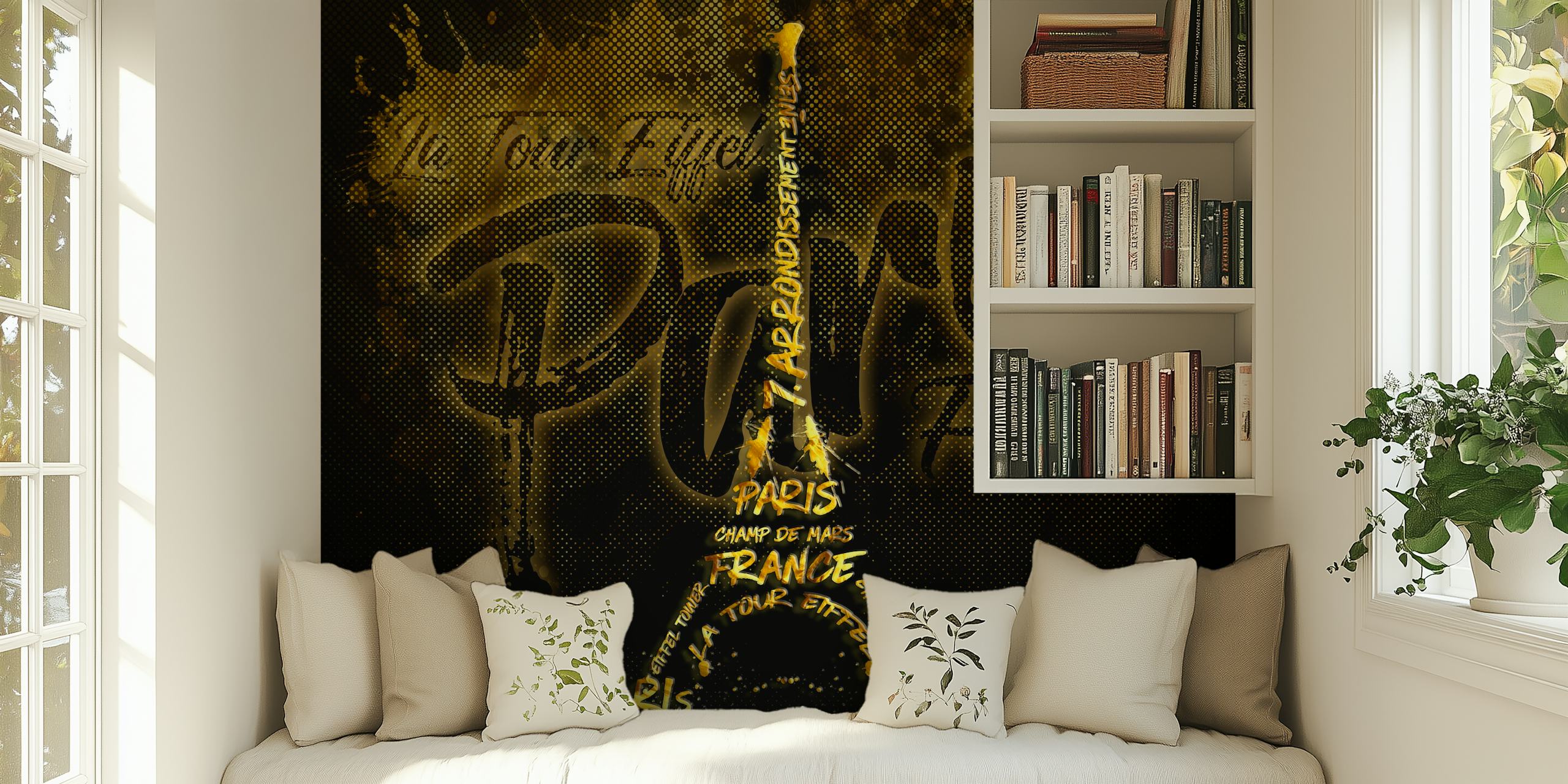 Eiffel Tower wallpaper in a modern room