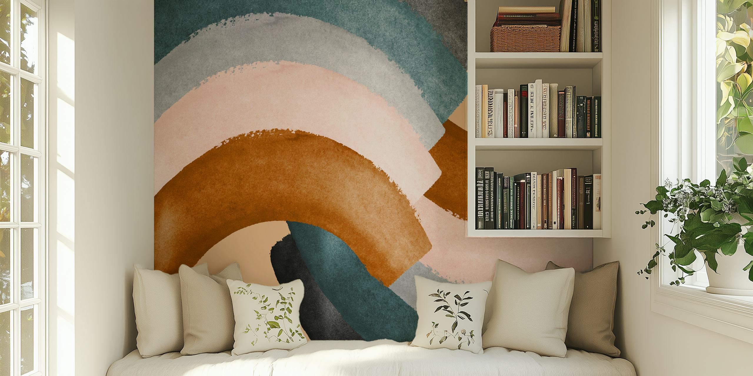 Brushstroke rainbows - golden papel de parede em um cômodo