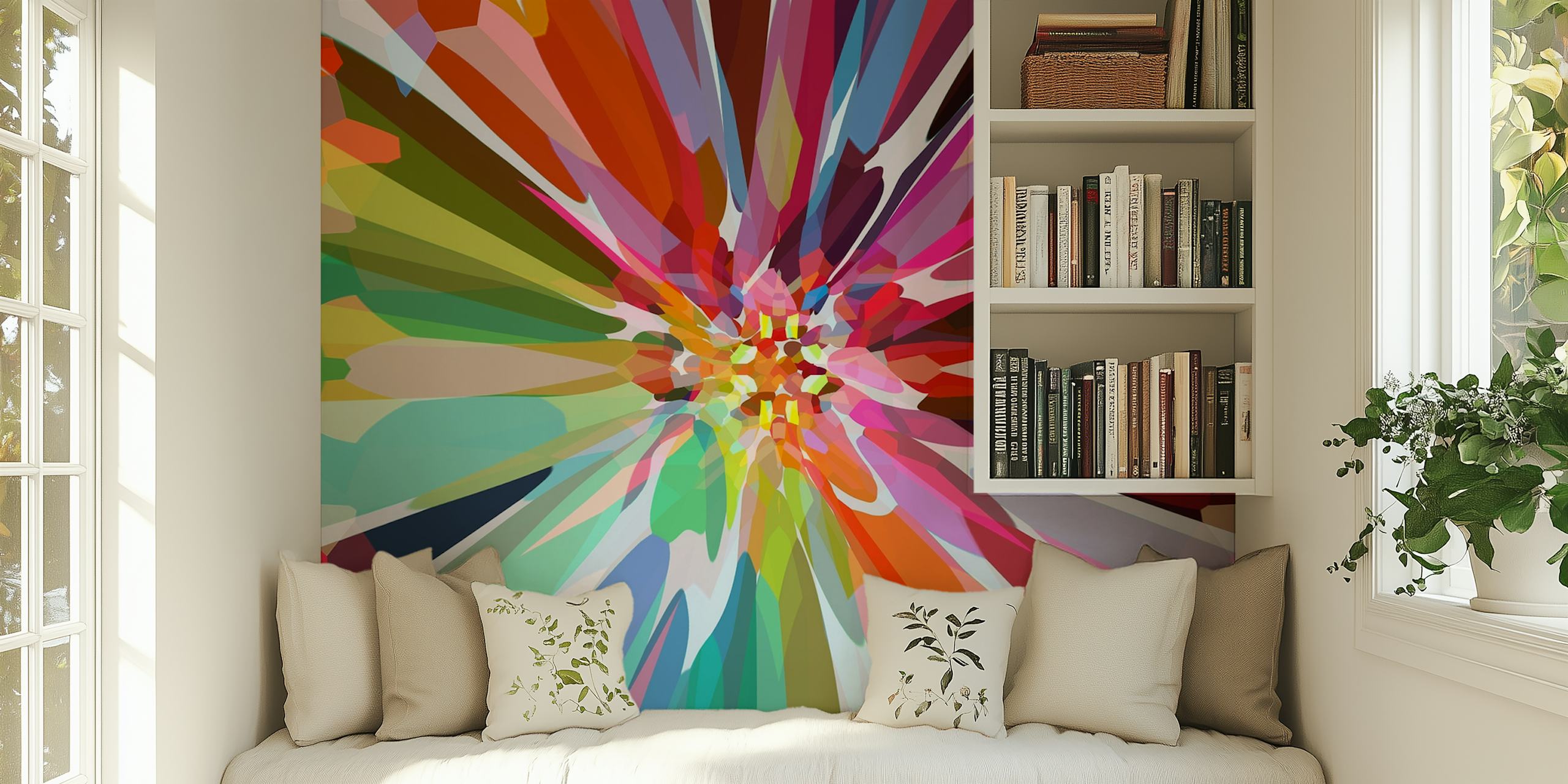 Colorful abstract floral design with vibrant hues wallpaper