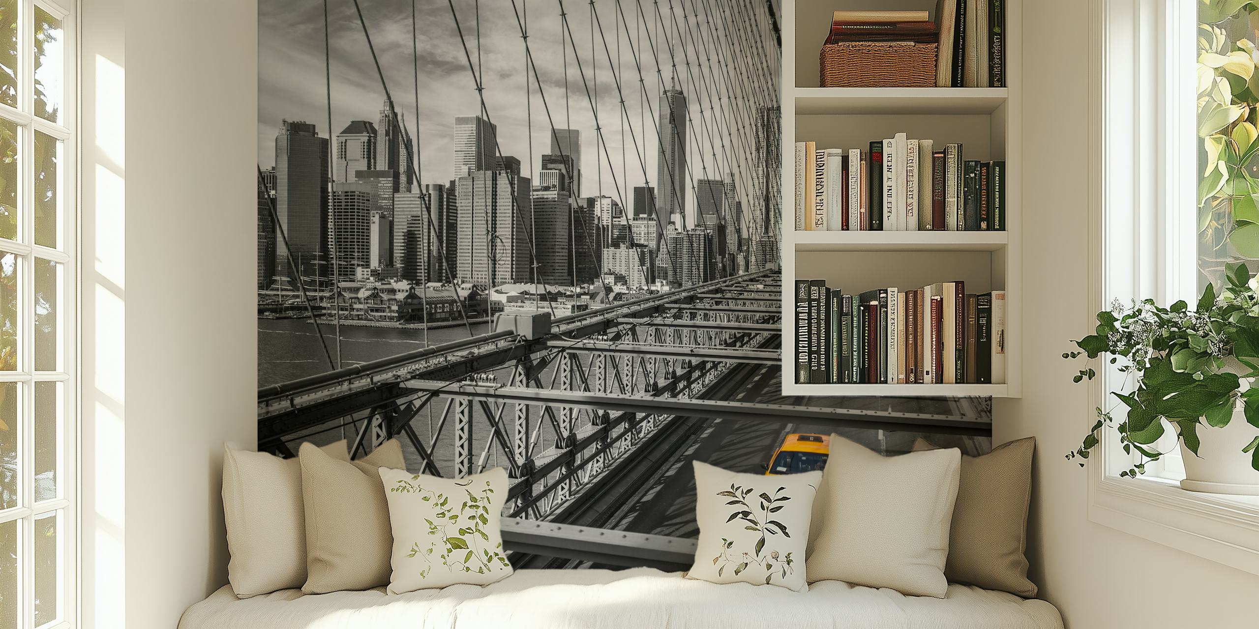 Taxi giallo su Cab on Brooklyn Bridge