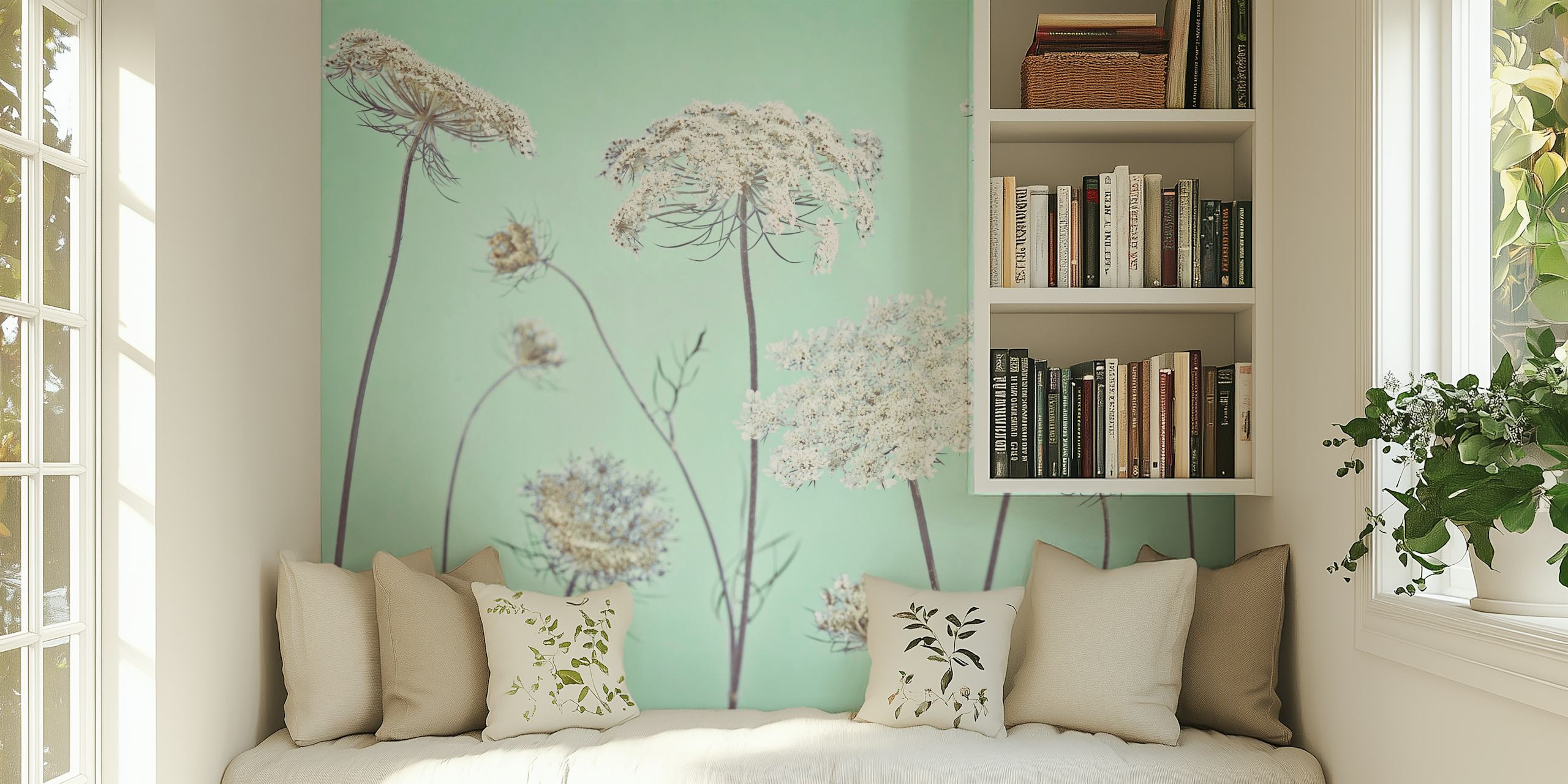 Carta da parati Cow parsley flowers in una stanza
