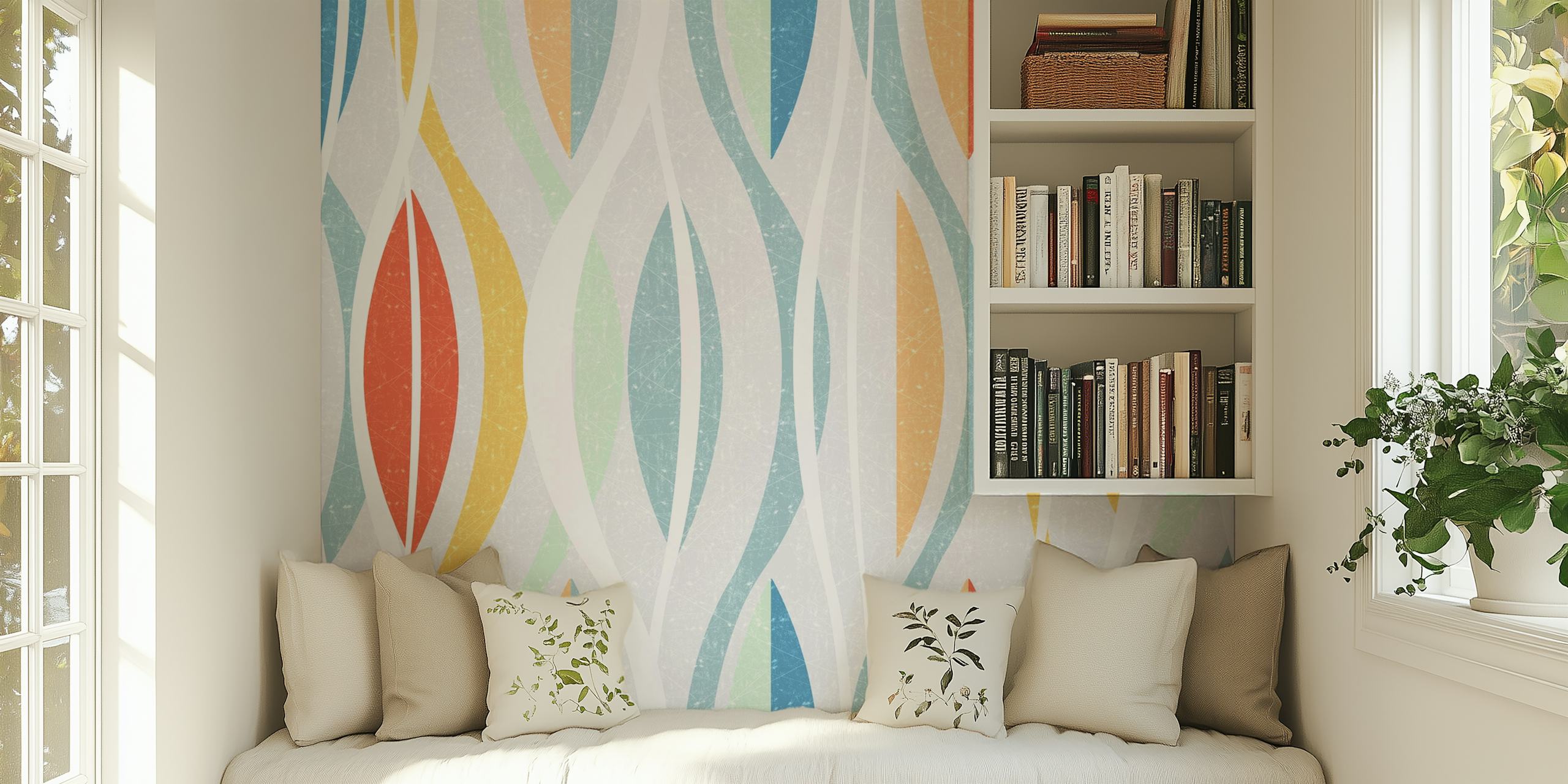 Colorful wavy pattern in pastel shades wallpaper