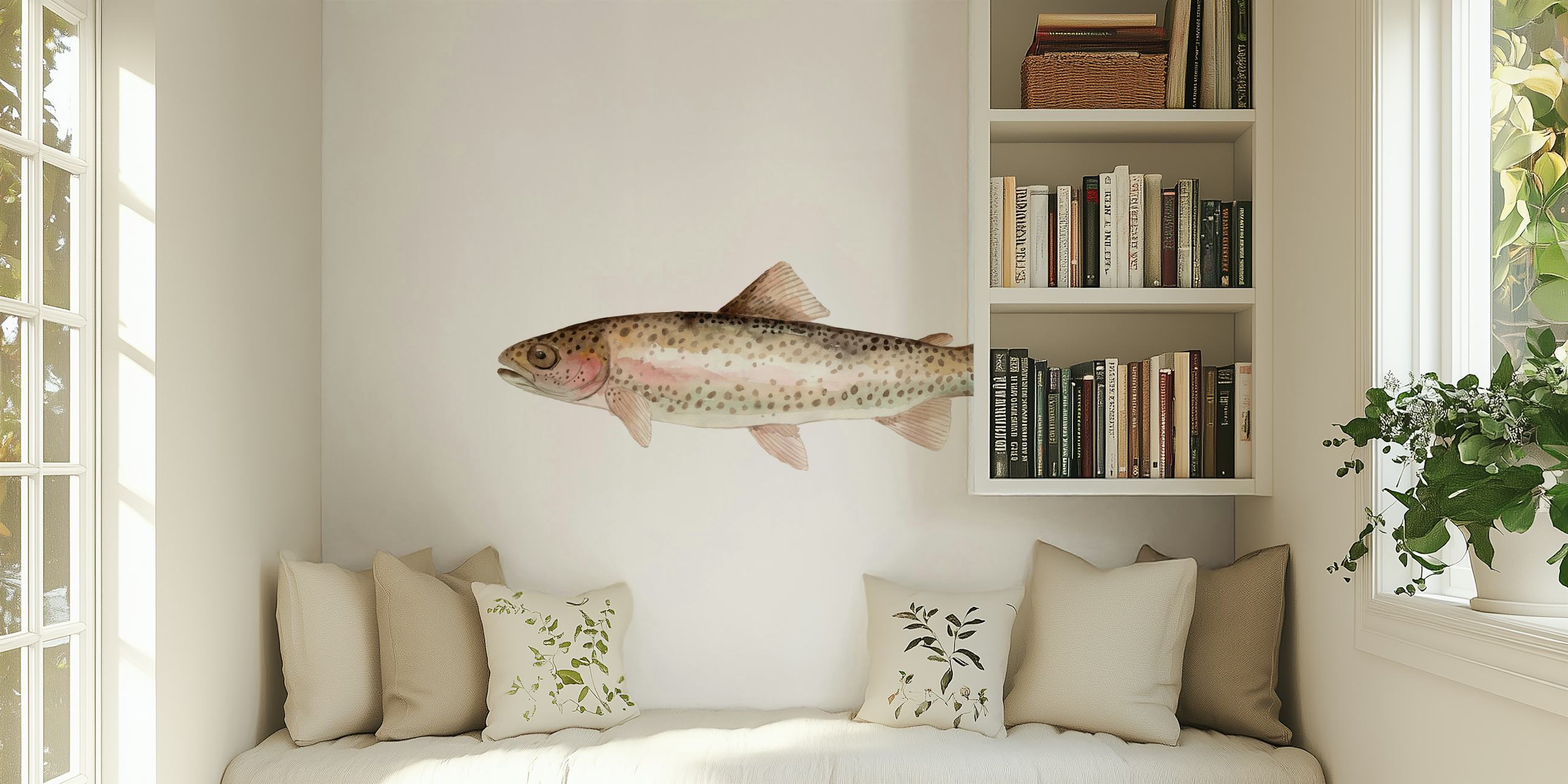 Farverigt Sea Life Rainbow Trout vægmaleri