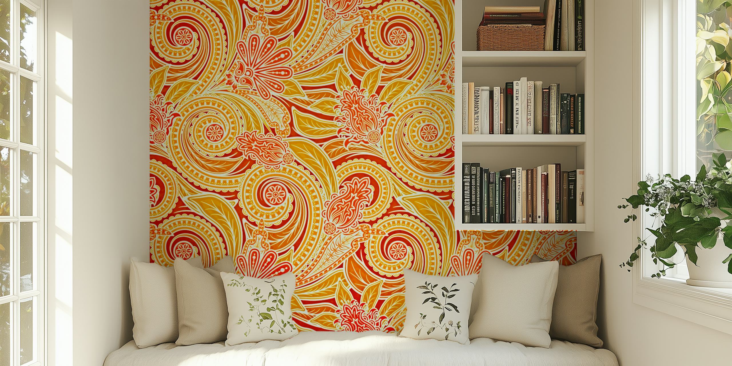 Bright Vintage Flower Pop Art design de papier peint
