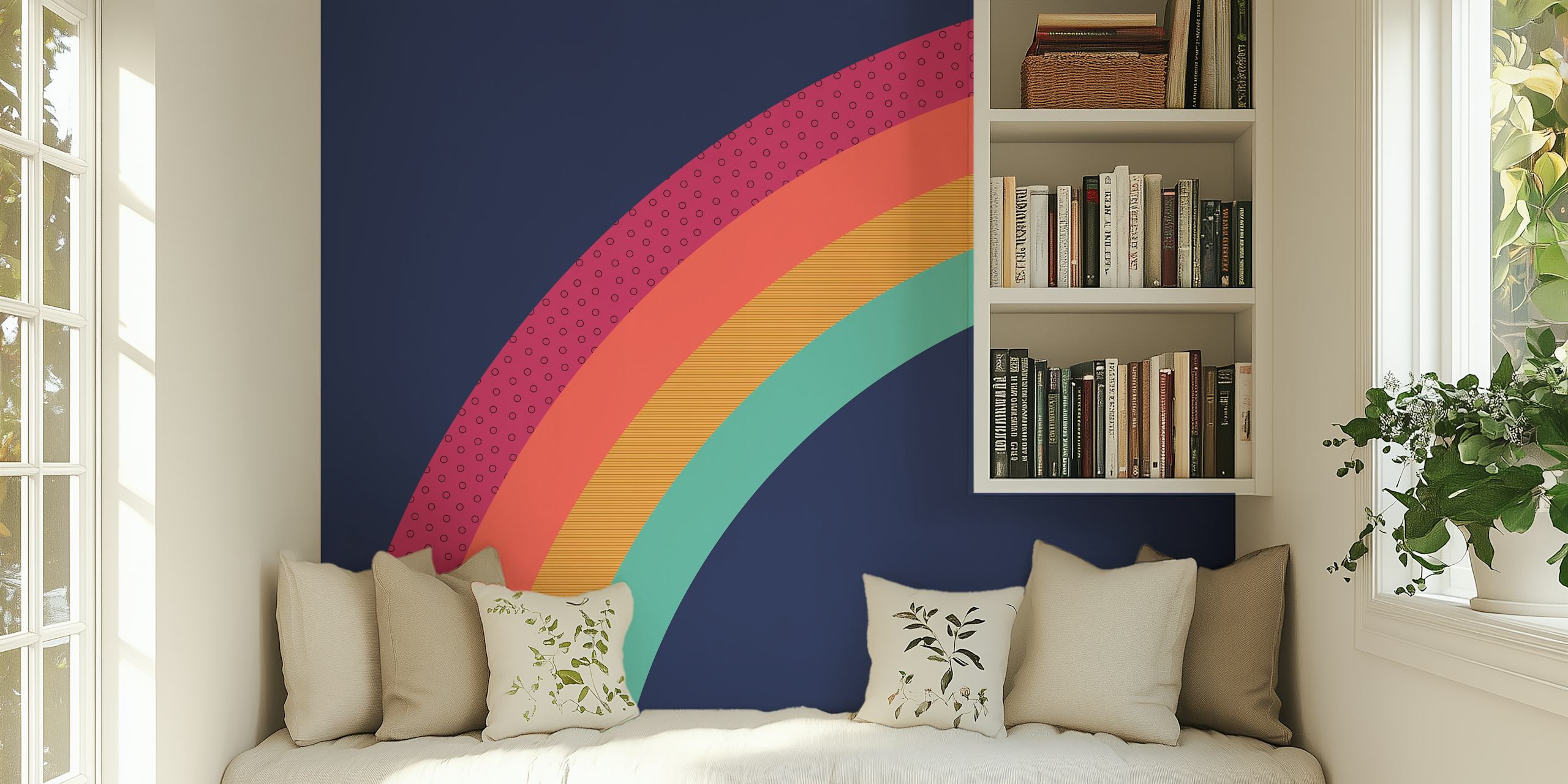 Vintage Rainbow Tapete in einem Raum angezeigt