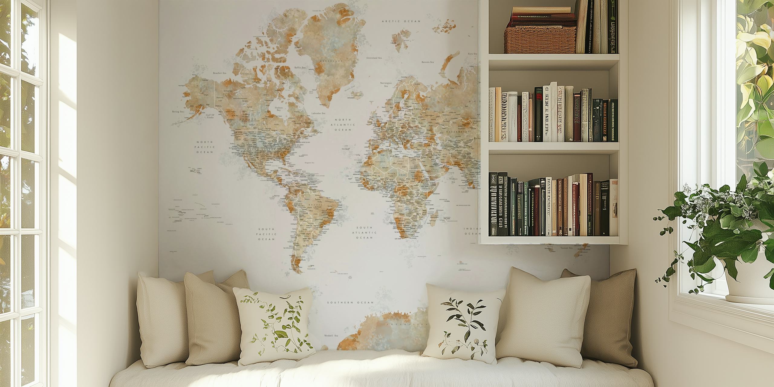 World Map Barossa Antarctica wallpaper in una stanza