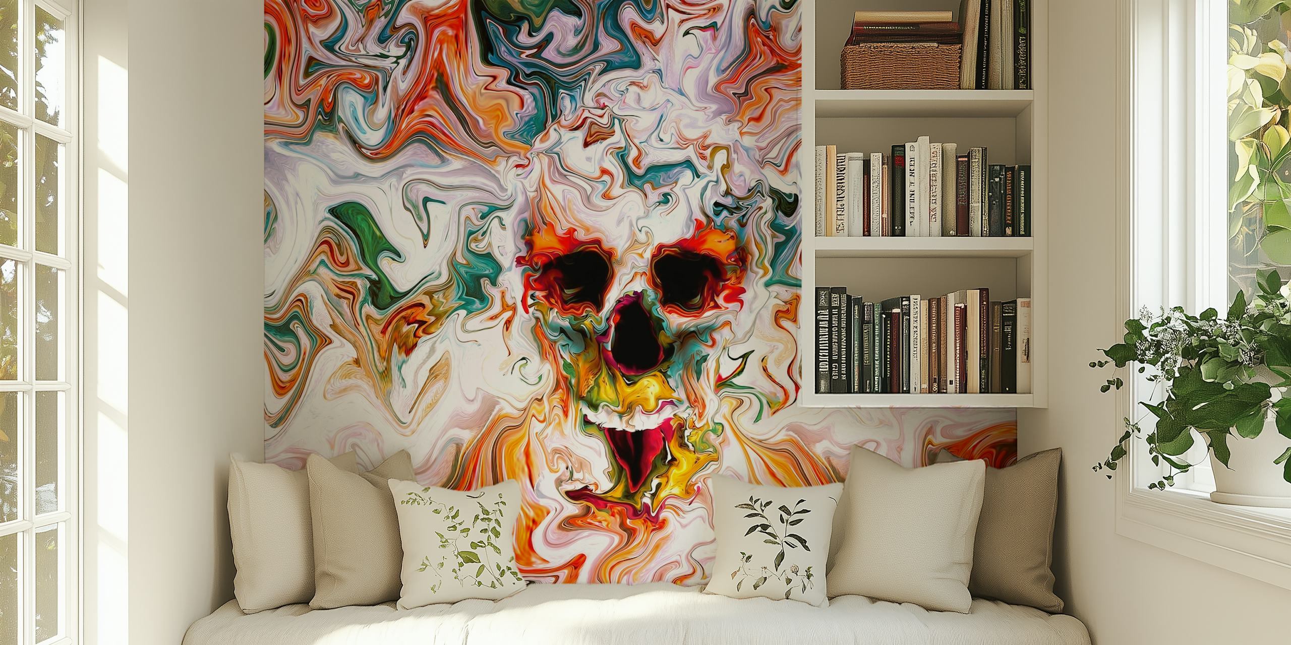 Abstract Skull tapet i et rom