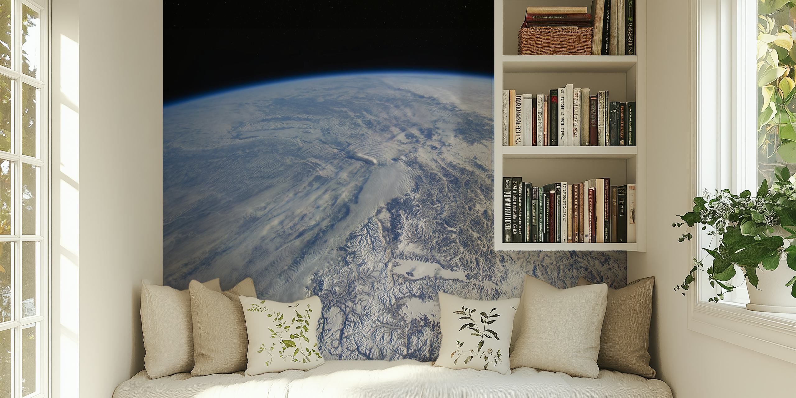 Earth from snow-taustakuva huoneessa