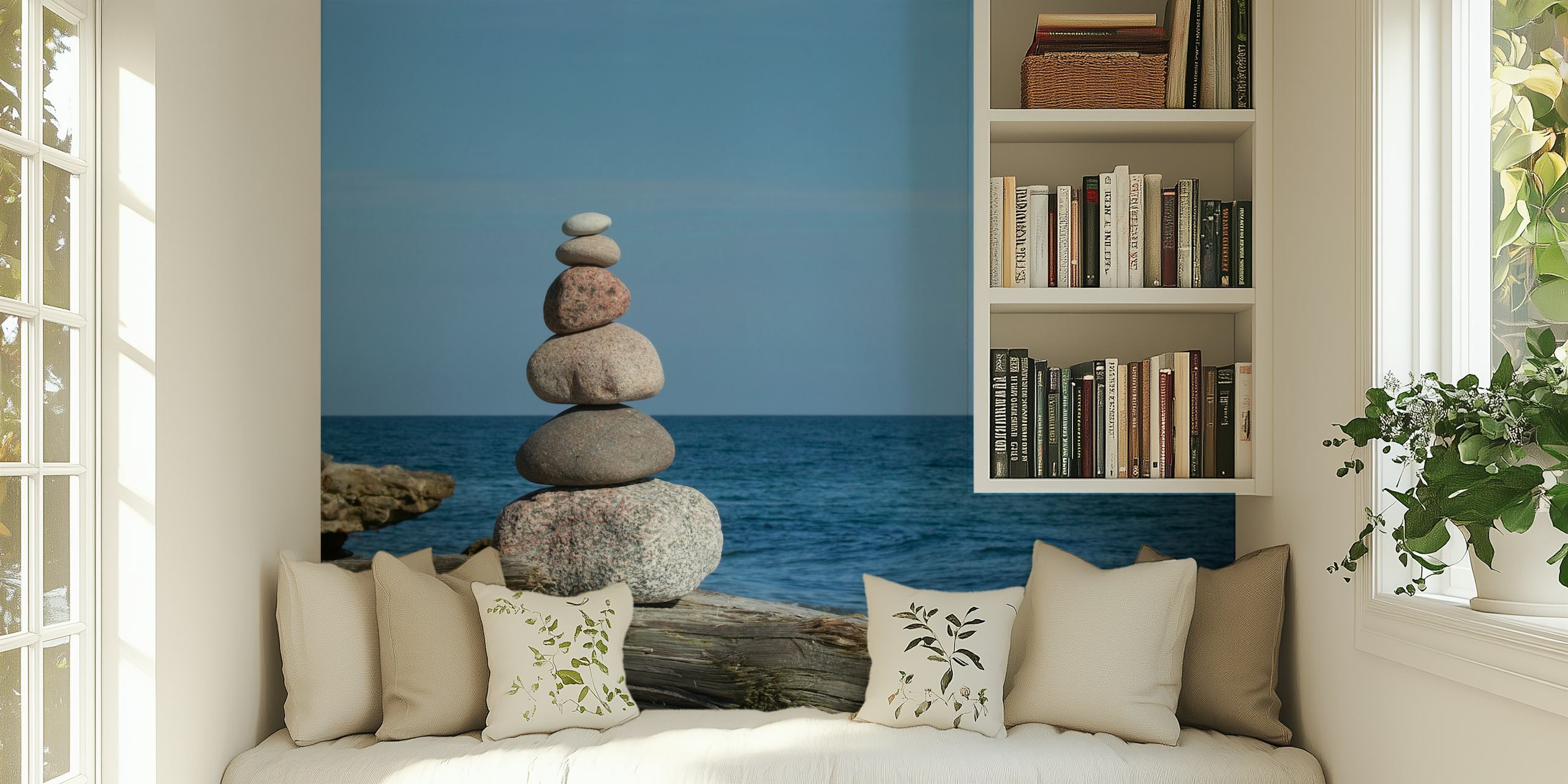 Papel pintado Rock balancing en un entorno sereno