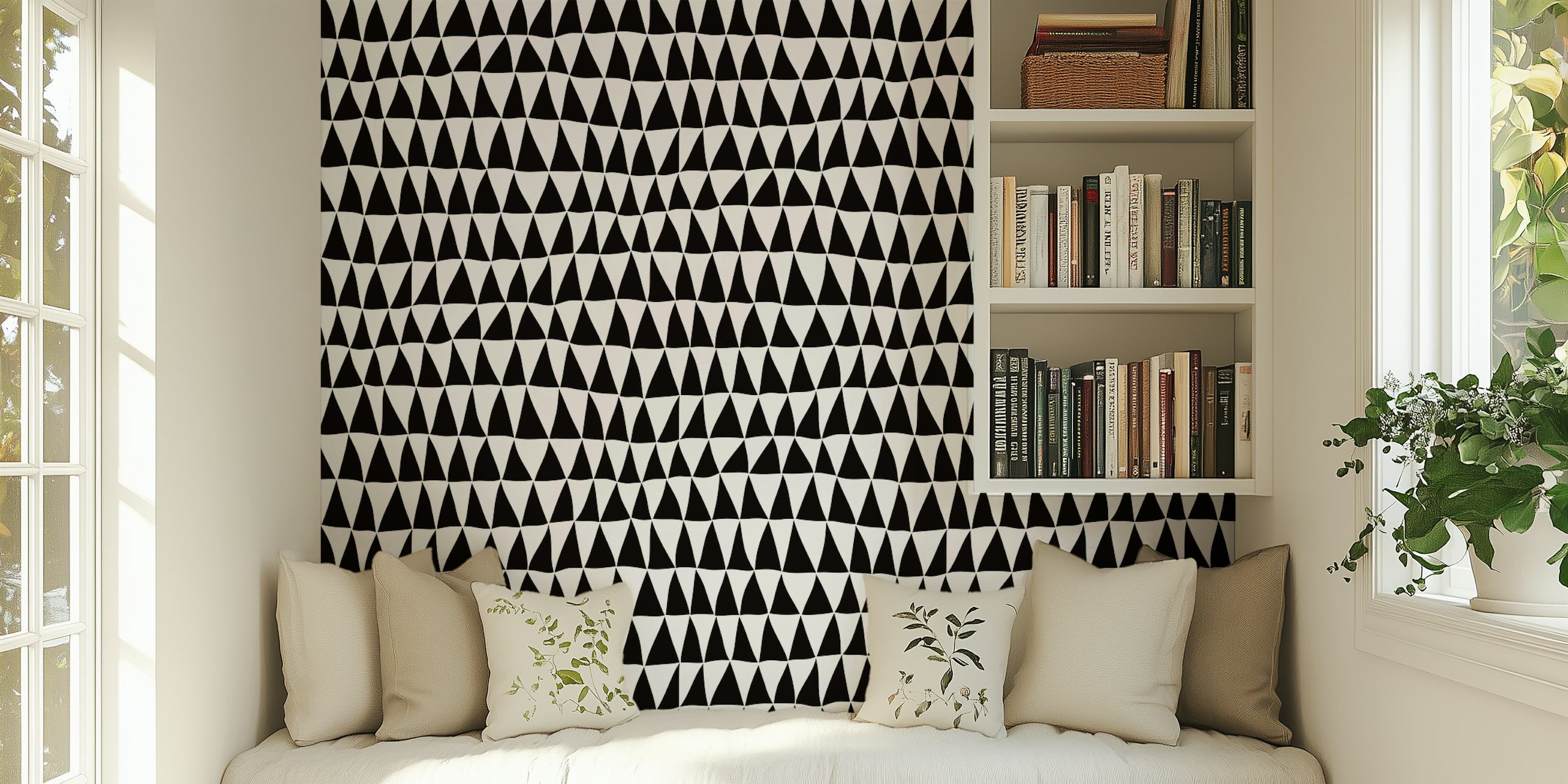 Odd Triangles black and white γεωμετρικό μοτίβο τοιχογραφία