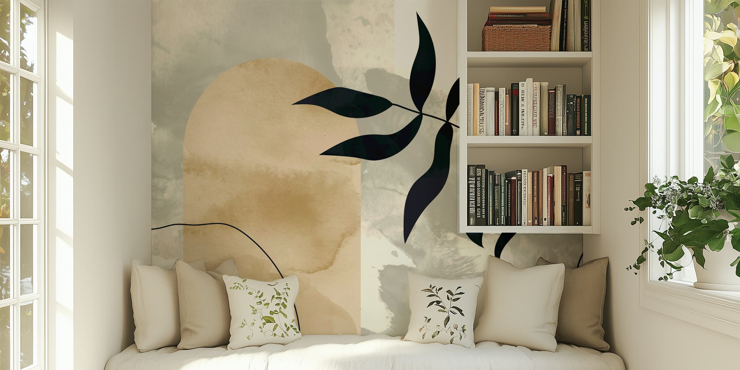 Tapeta Mid Century Florals v pokoji