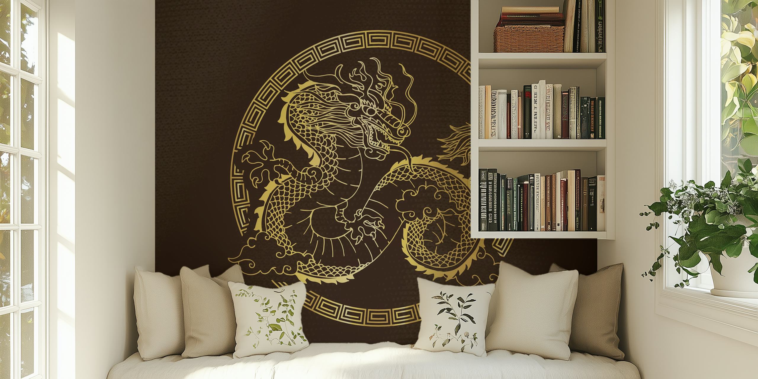 Art Deco Dragon wallpaper in a room