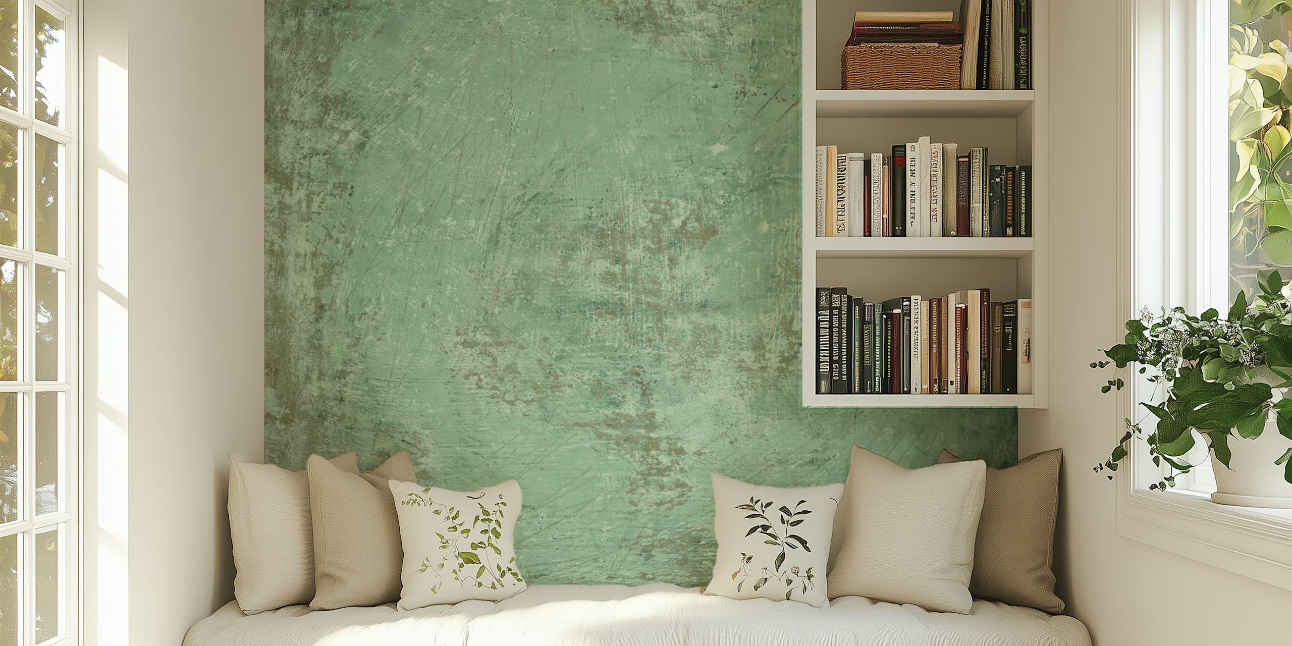 Textured pistachio green wallpaper with abstract design
