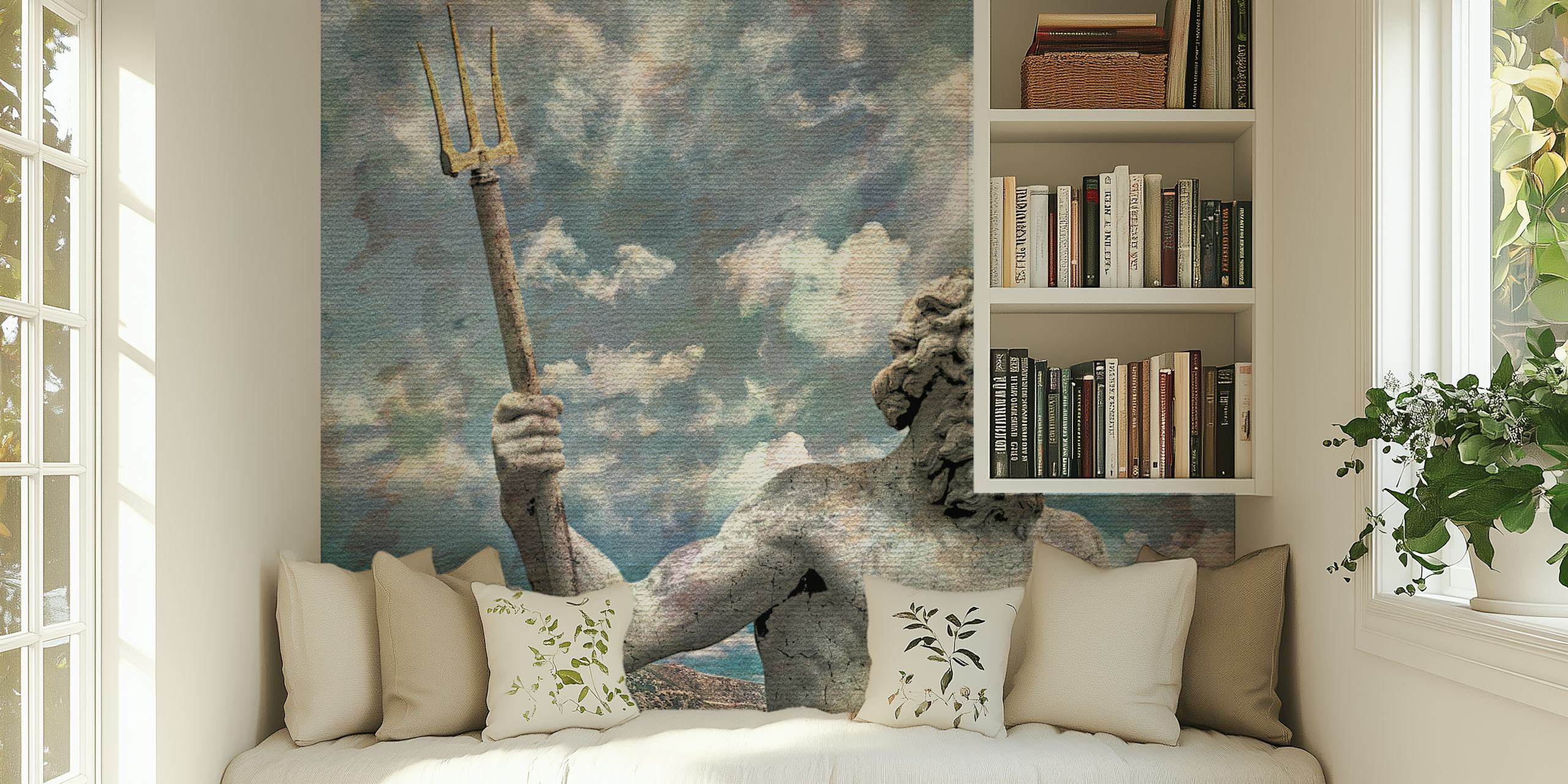 Papier peint mystique Poséidon avec le dieu de la mer et un ciel nuageux