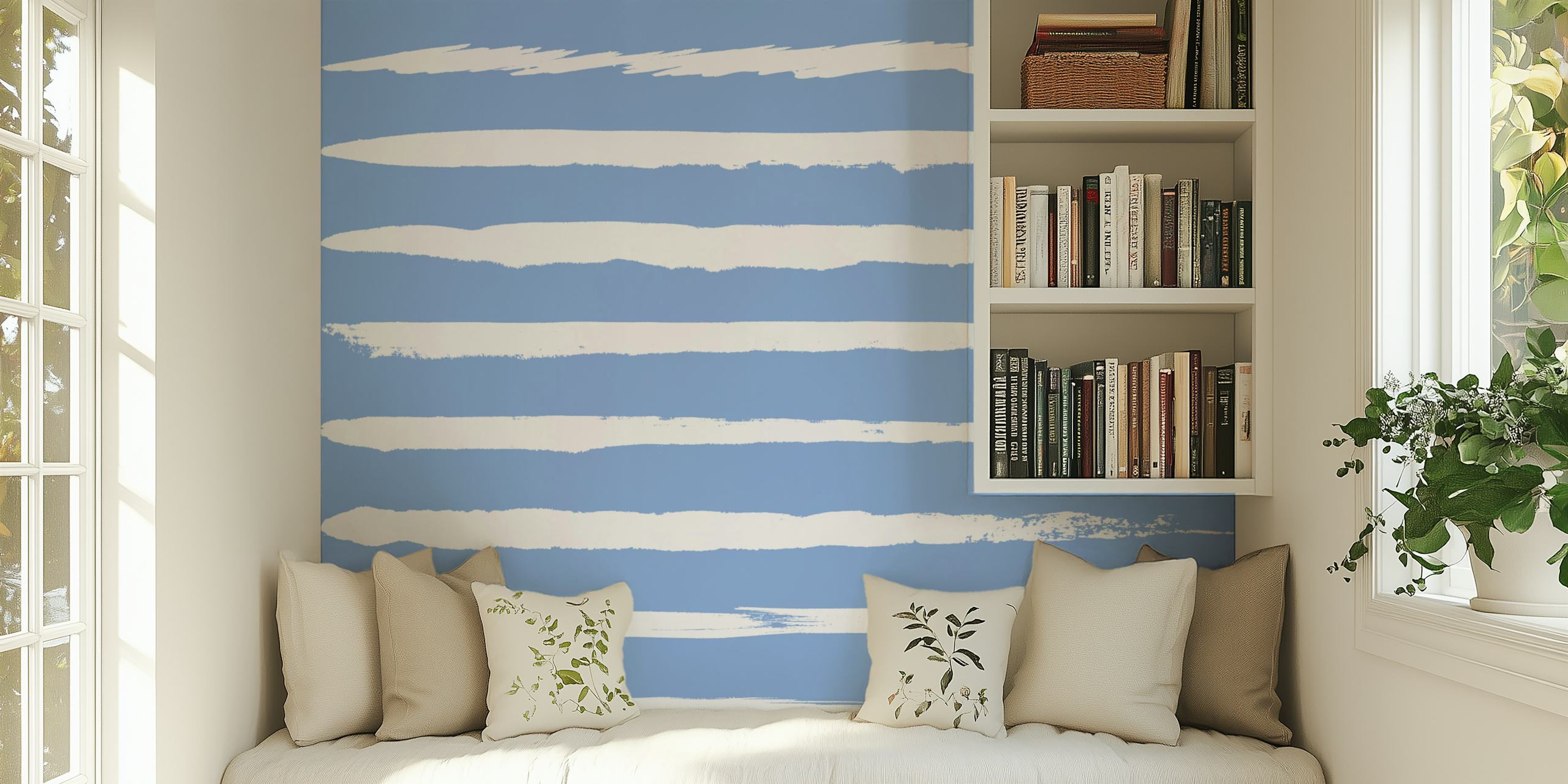 Irregular Stripes Light Blue Tapete in einem Zimmer