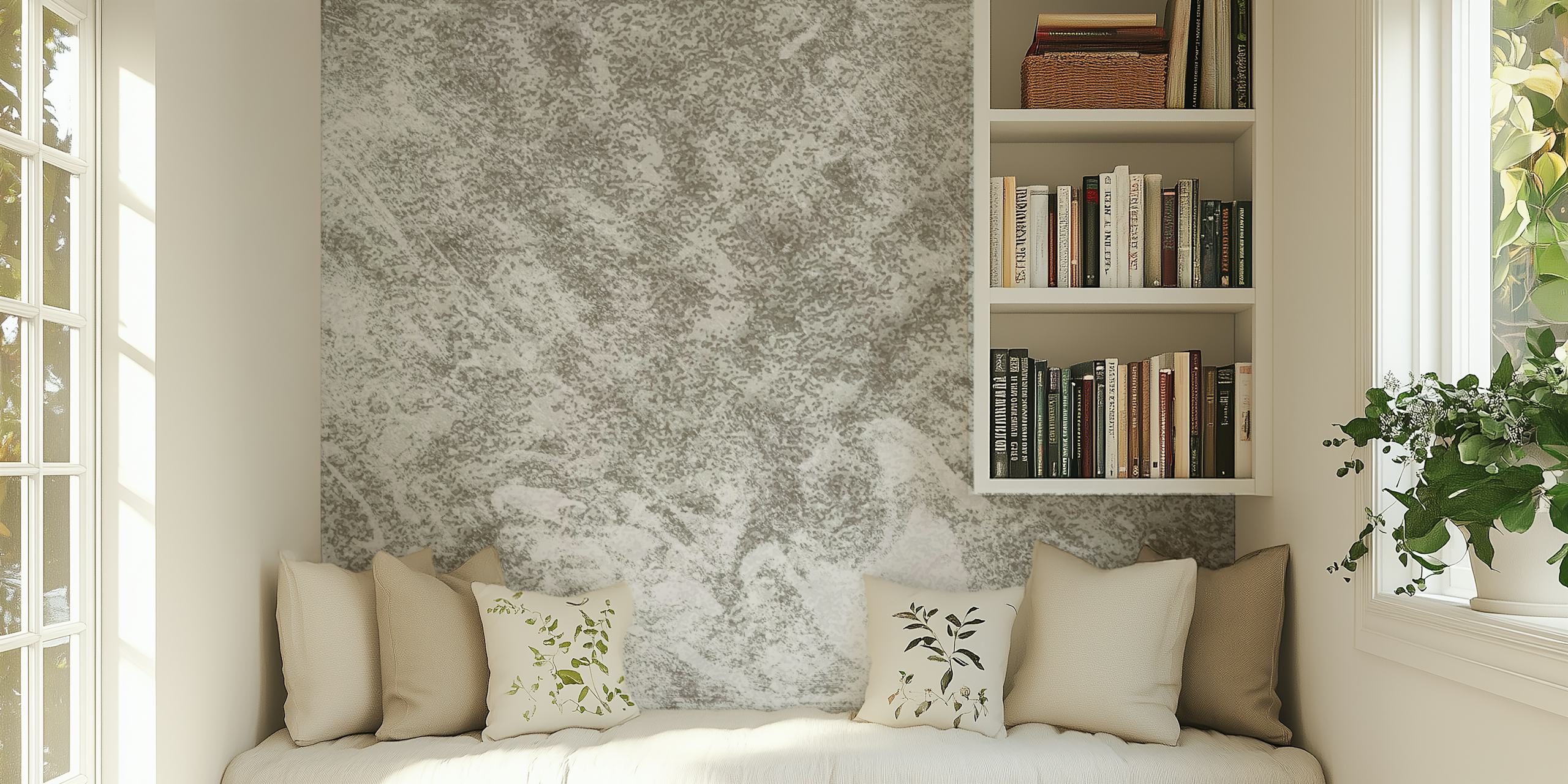 Textured grey wallpaper with gradient patterns.
