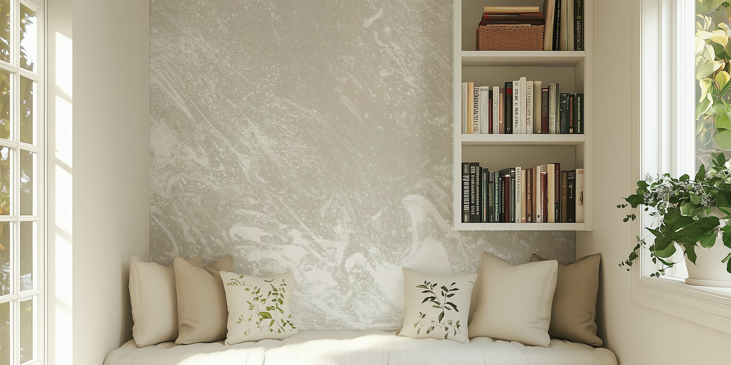 Texture Sand Beige papel de parede em um quarto