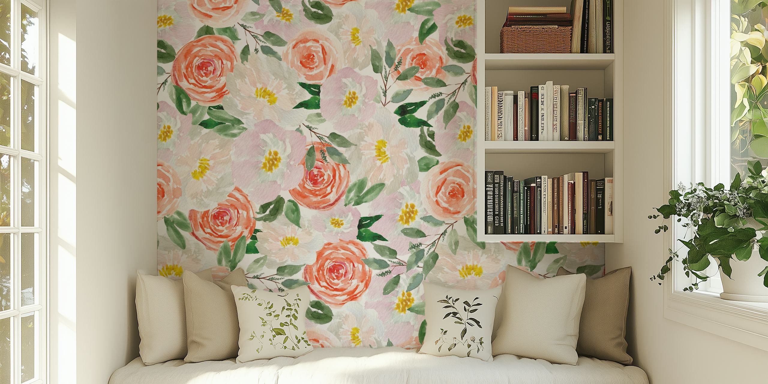 Bold and bright floral wallpaper design