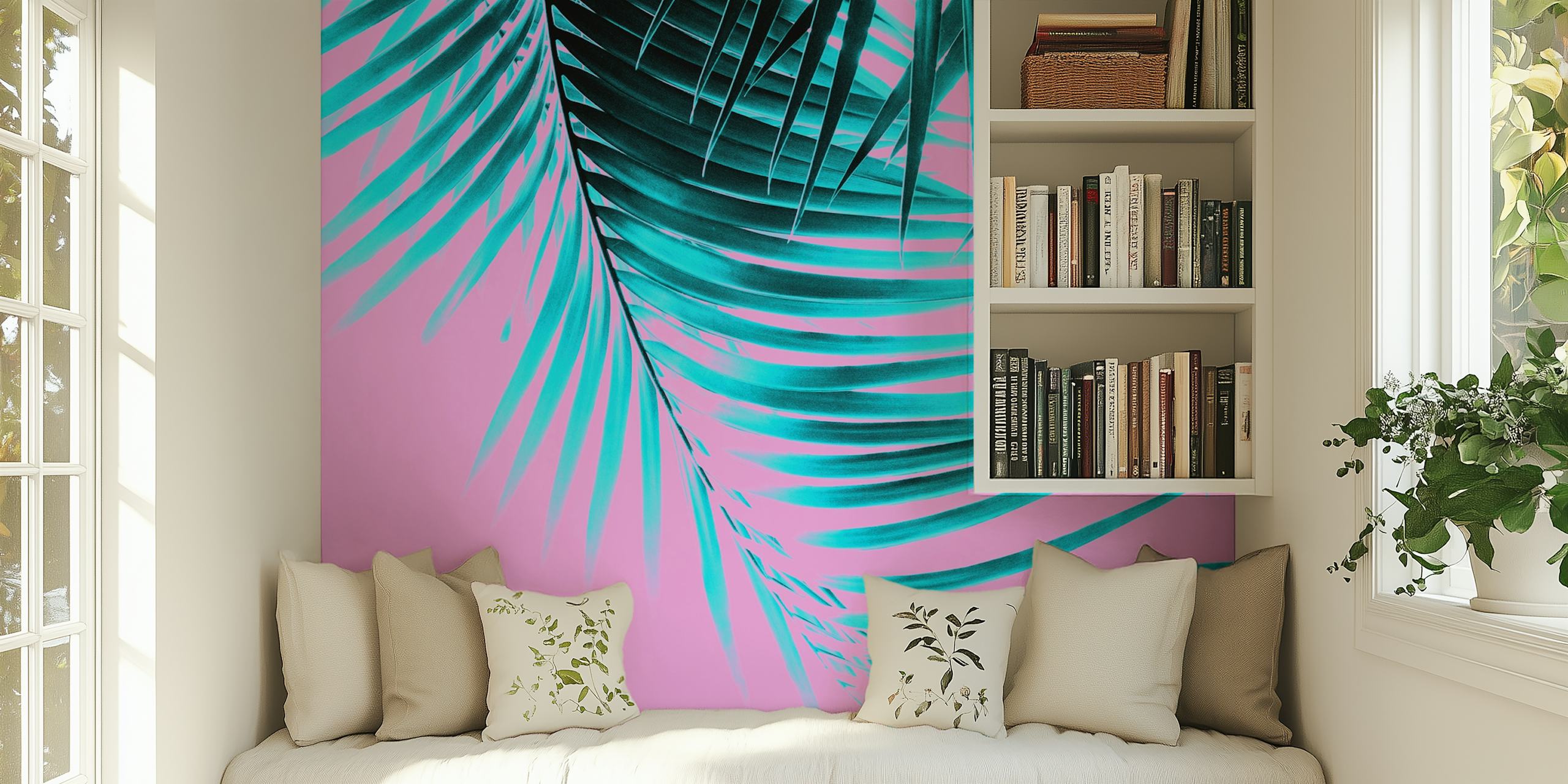 Palm Leaves Vibes 3 wallpaper in a room
