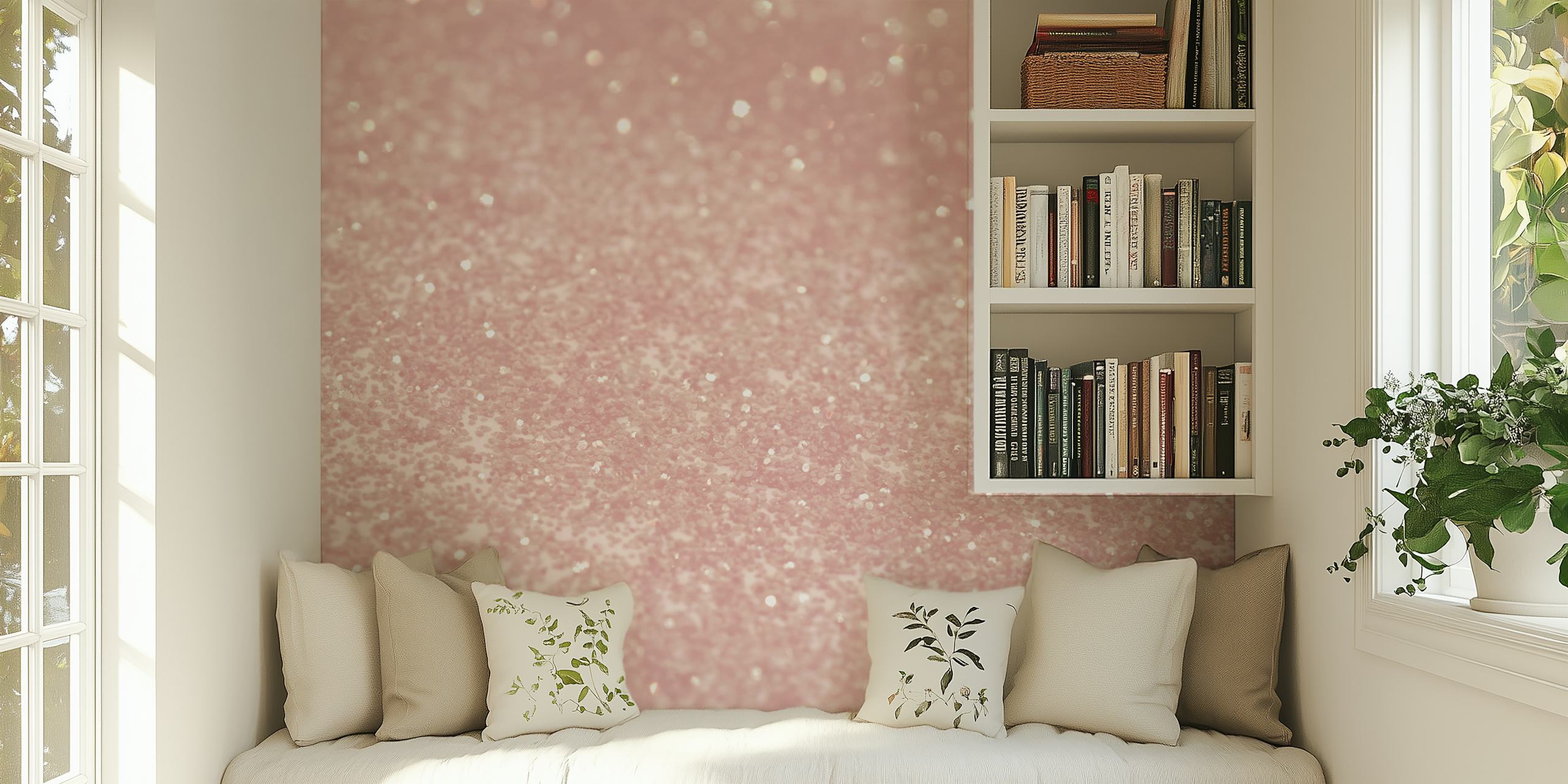 Blush pink glitter textured wallpaper design