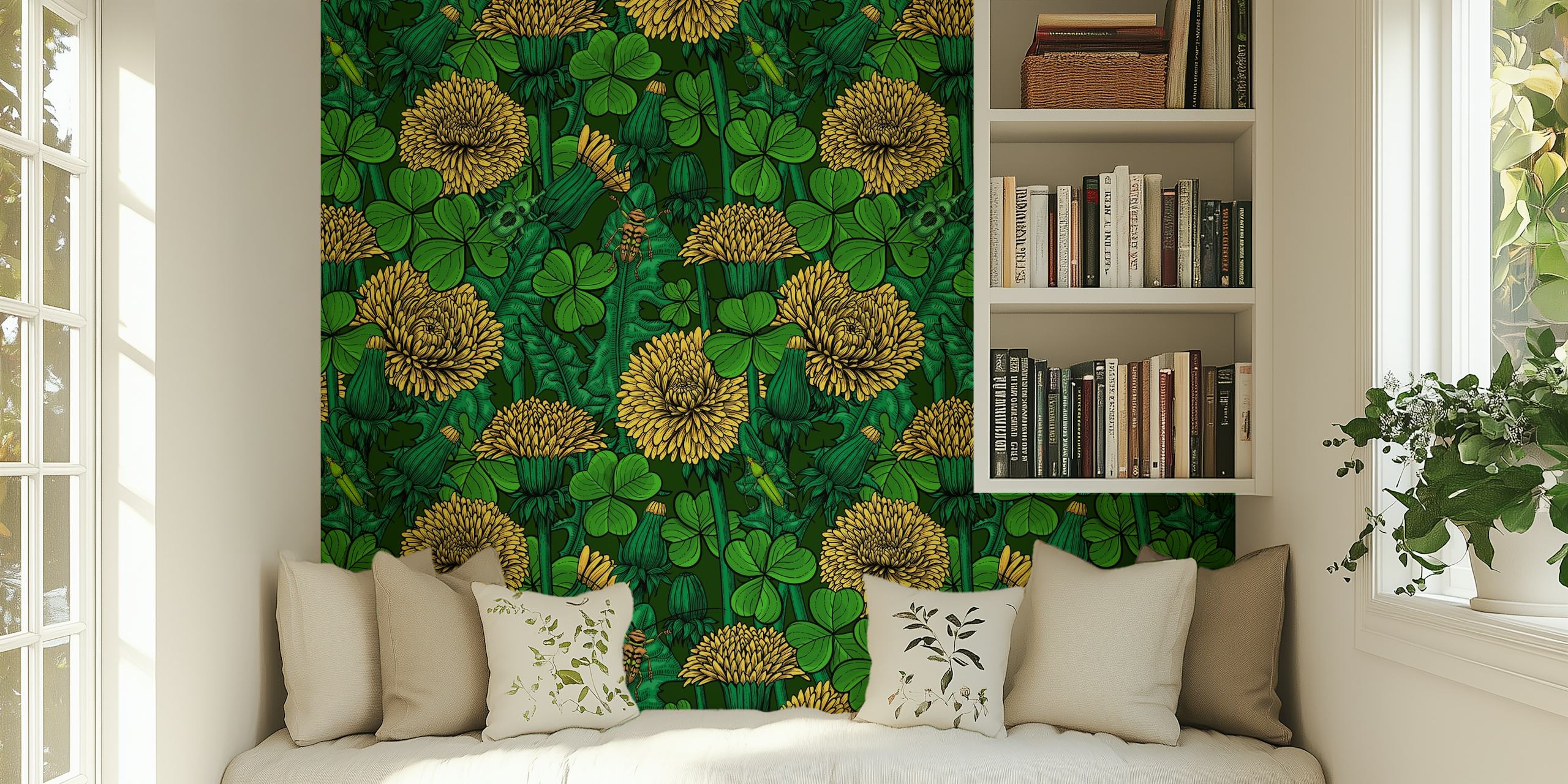 Papel de parede Dandelions and clovers em um quarto