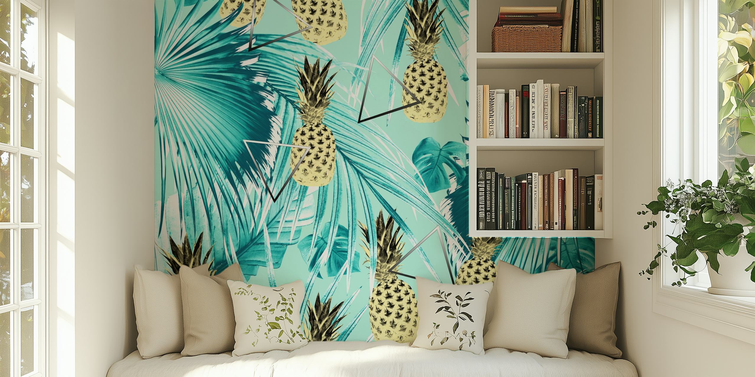 Tropical Pineapple Jungle 3 wallpaper design