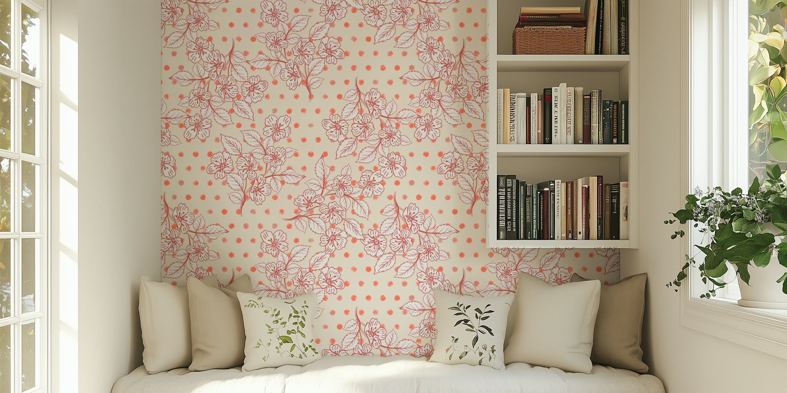 Tapeta Flowers and dots u sobi