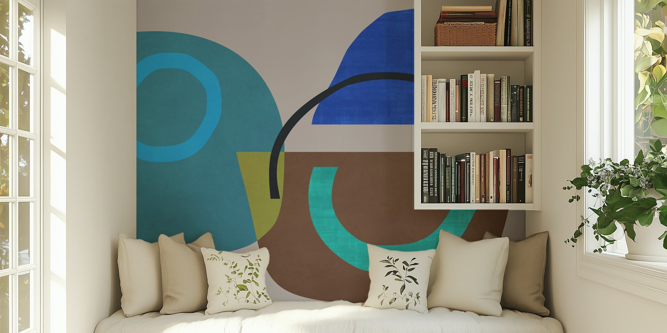 Colorful abstract wallpaper design in room