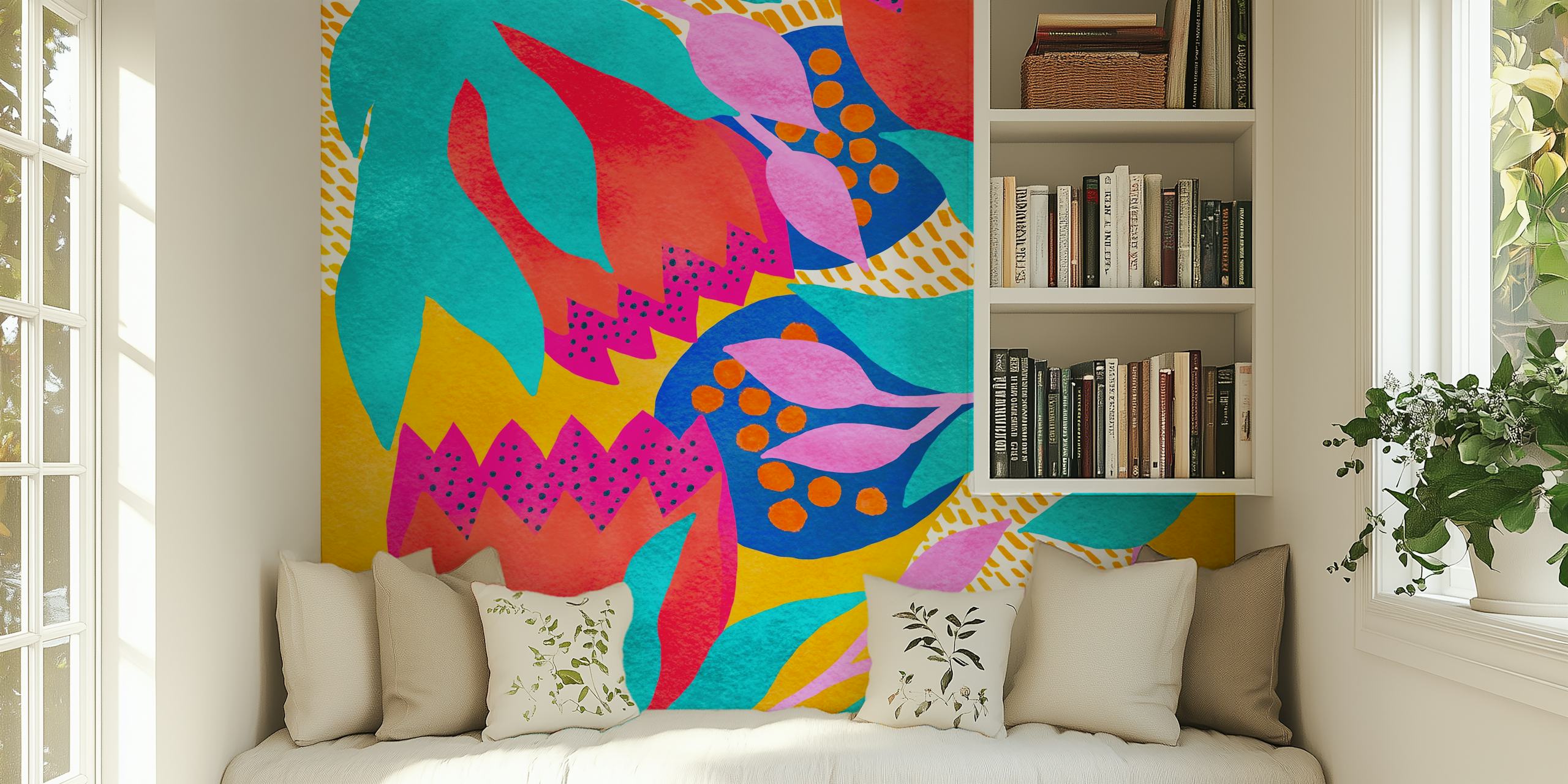 Σχέδιο Bold Flowers σε κίτρινο ταπετσαρία